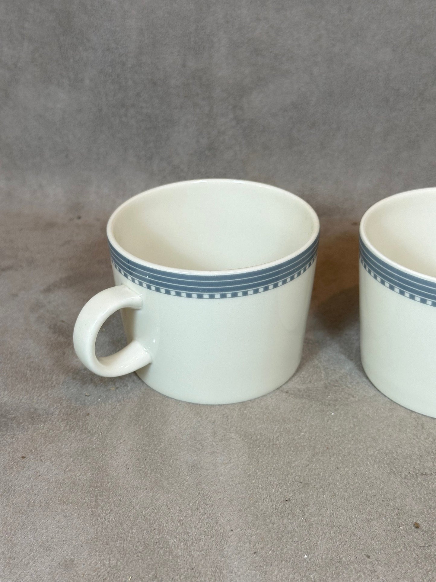 Set of 2 Arabia Finland TEEMA white and blue vintage ceramic mugs