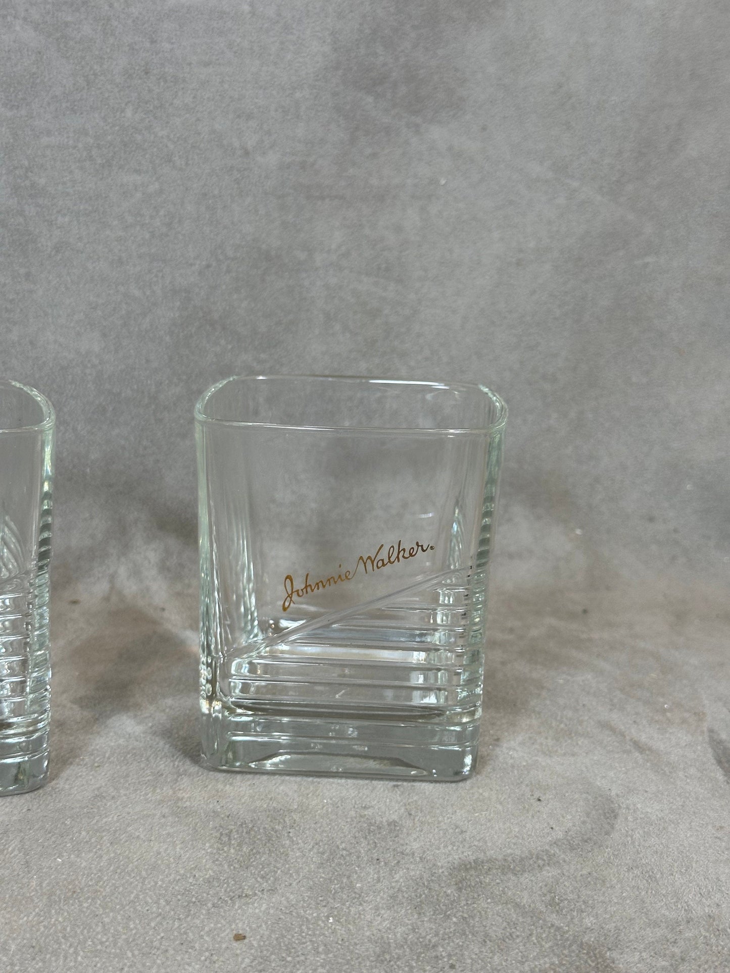 Set of 2 vintage Johnnie Walker whisky glasses in glass Made in France