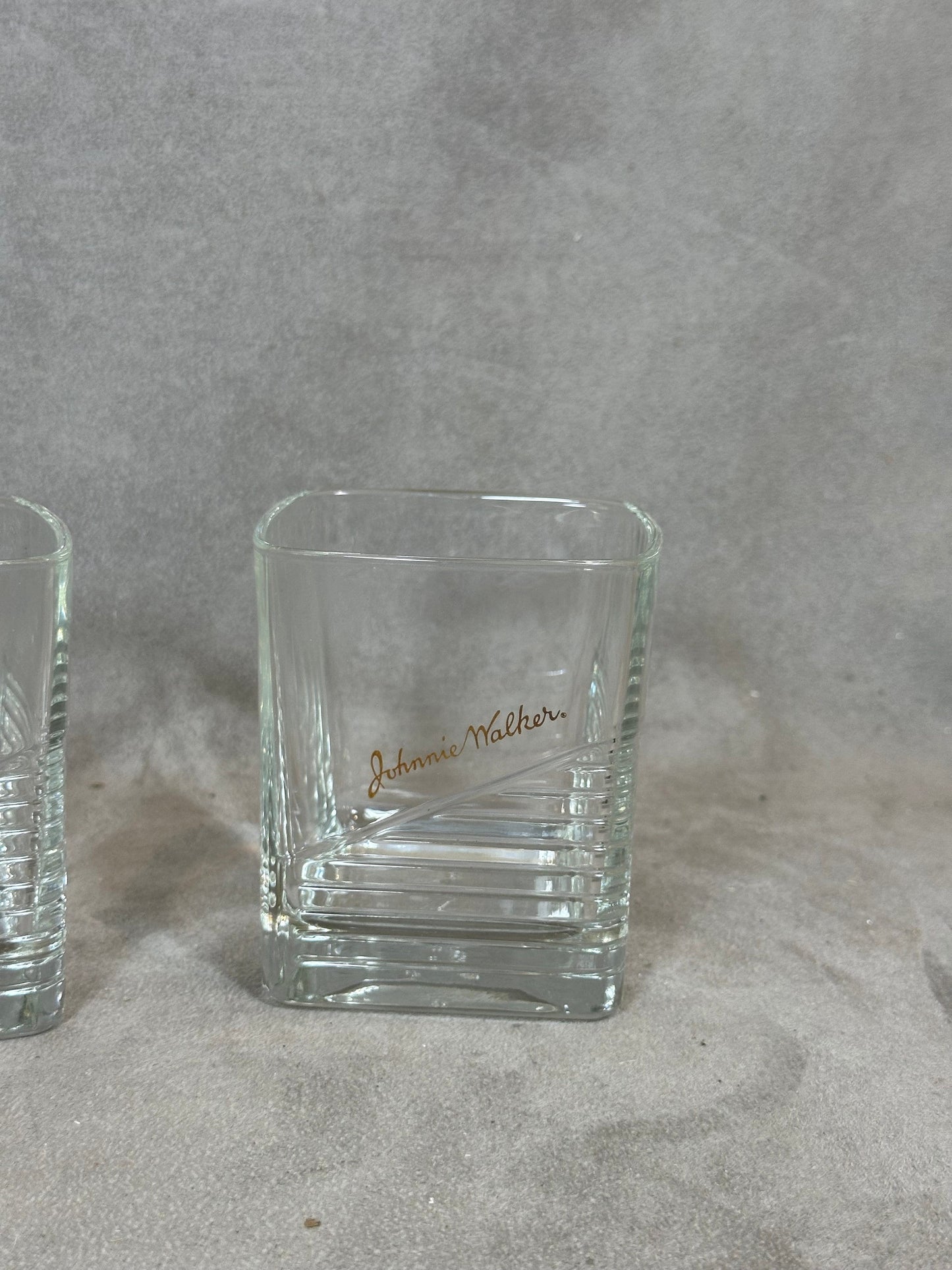 Set of 2 vintage Johnnie Walker whisky glasses in glass Made in France