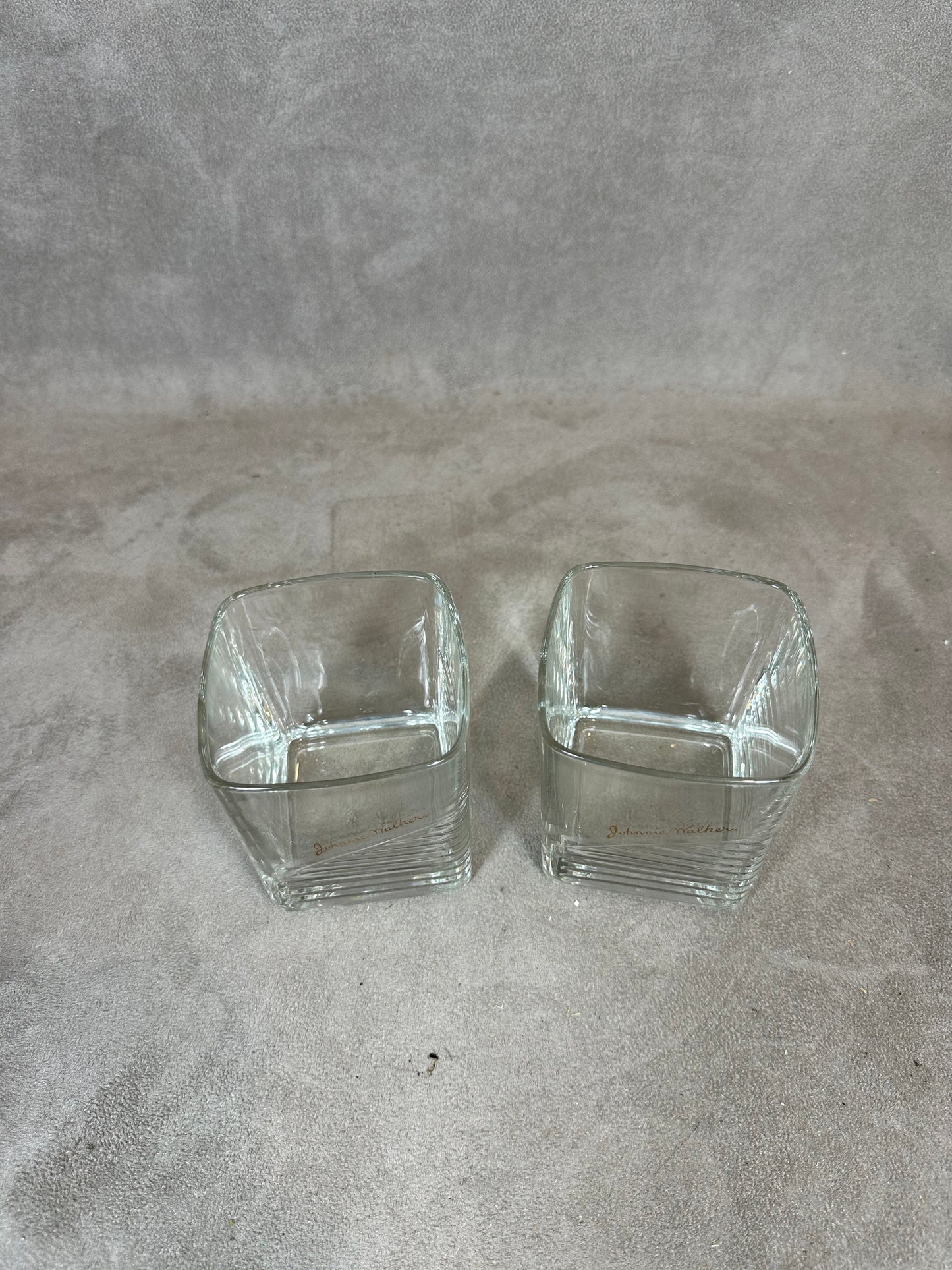 Set of 2 vintage Johnnie Walker whisky glasses in glass Made in France