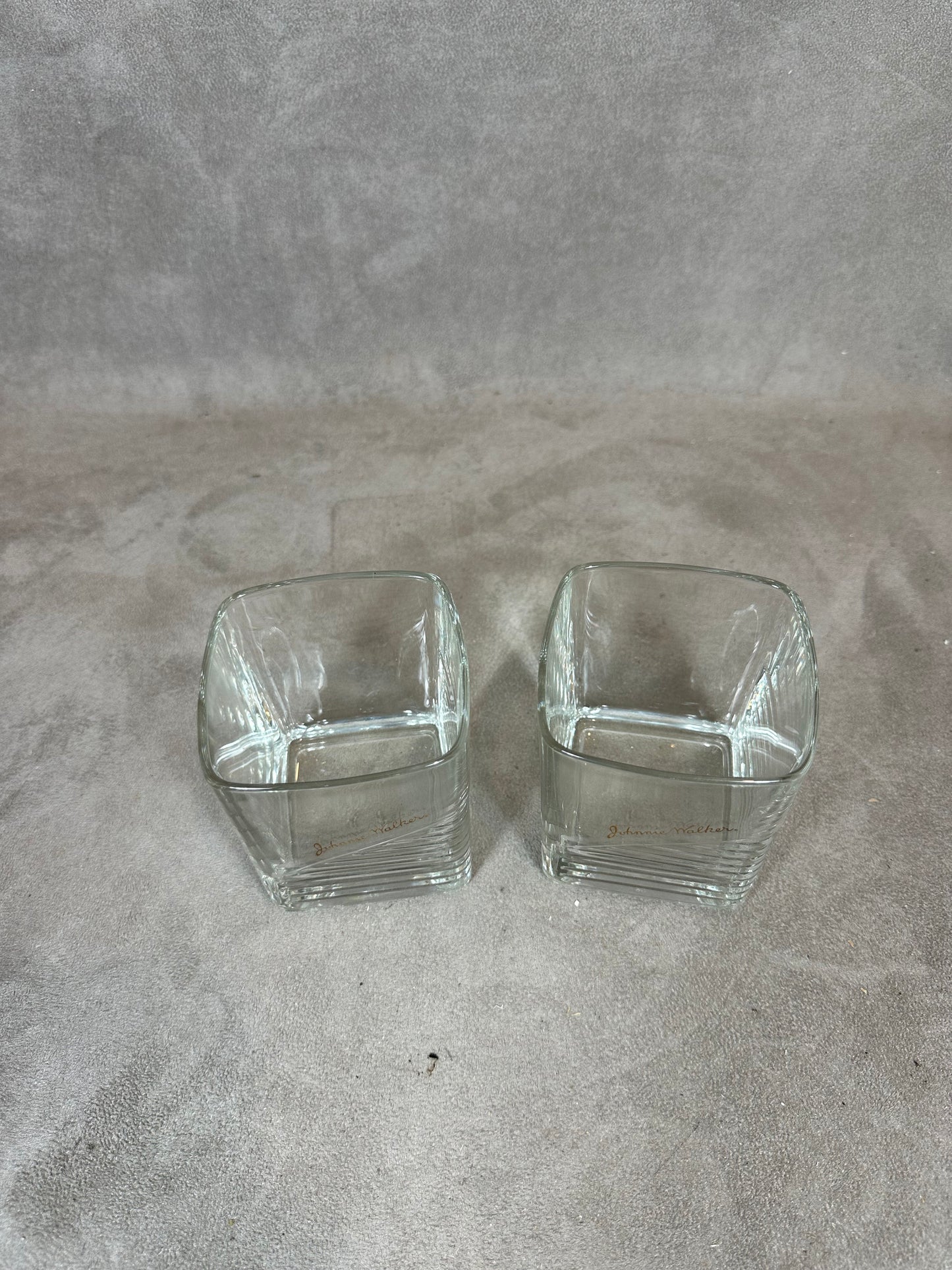 Set of 2 vintage Johnnie Walker whisky glasses in glass Made in France