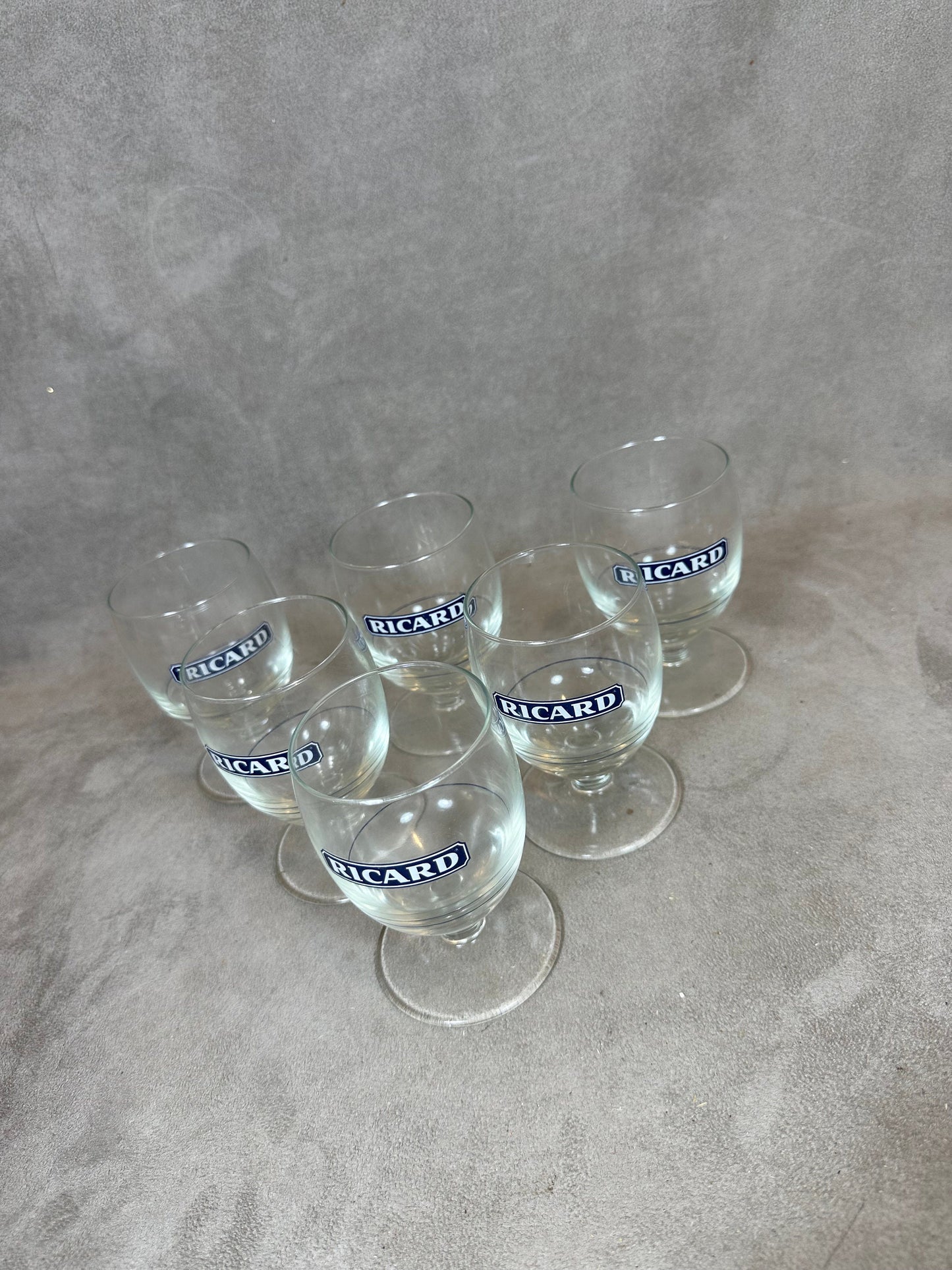 Set of 6 vintage RICARD balloon glasses advertising items | Made in France | 1990s