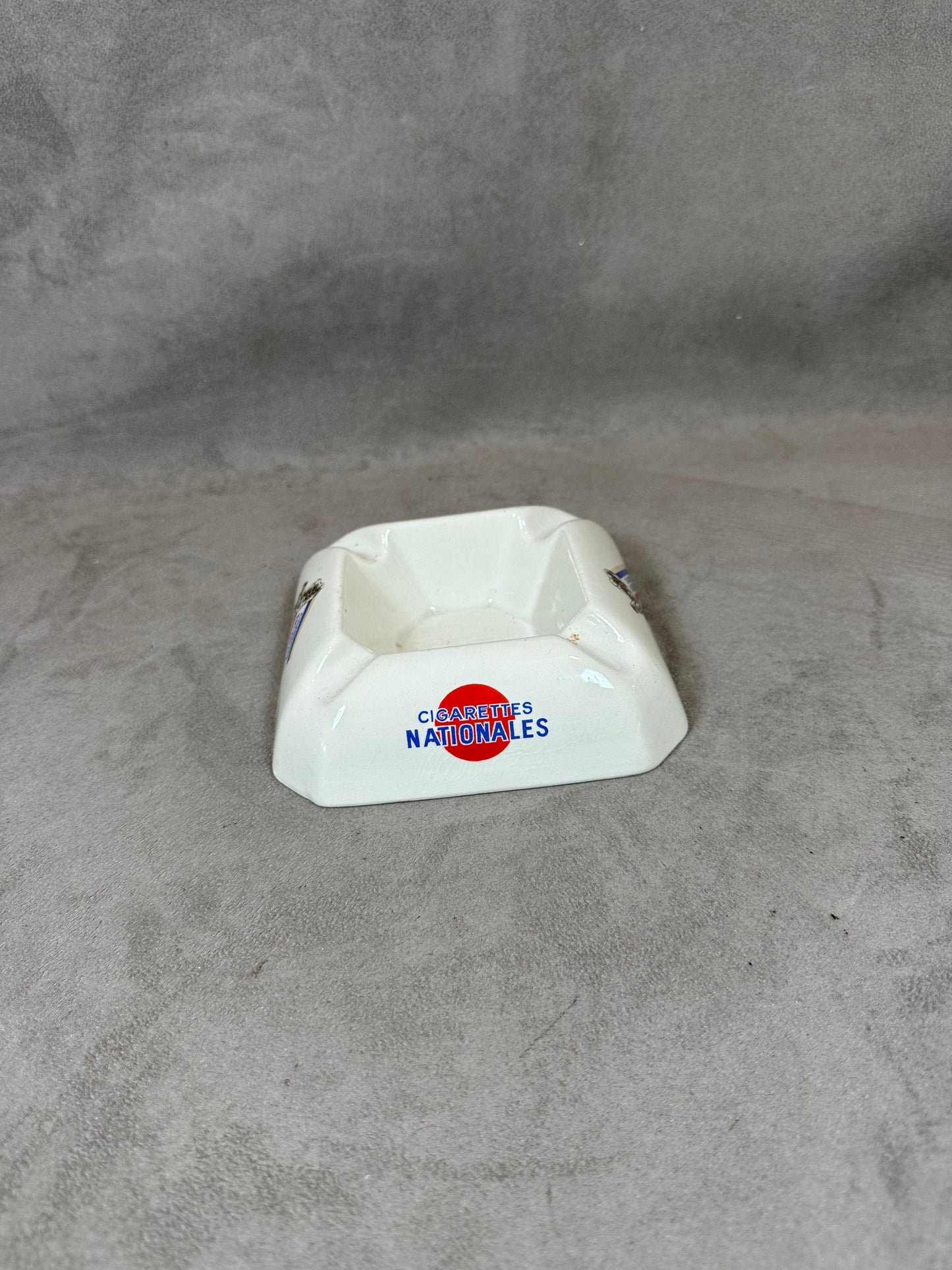 RARE Vintage white ceramic ashtray for national cigarettes Made in France 1960s