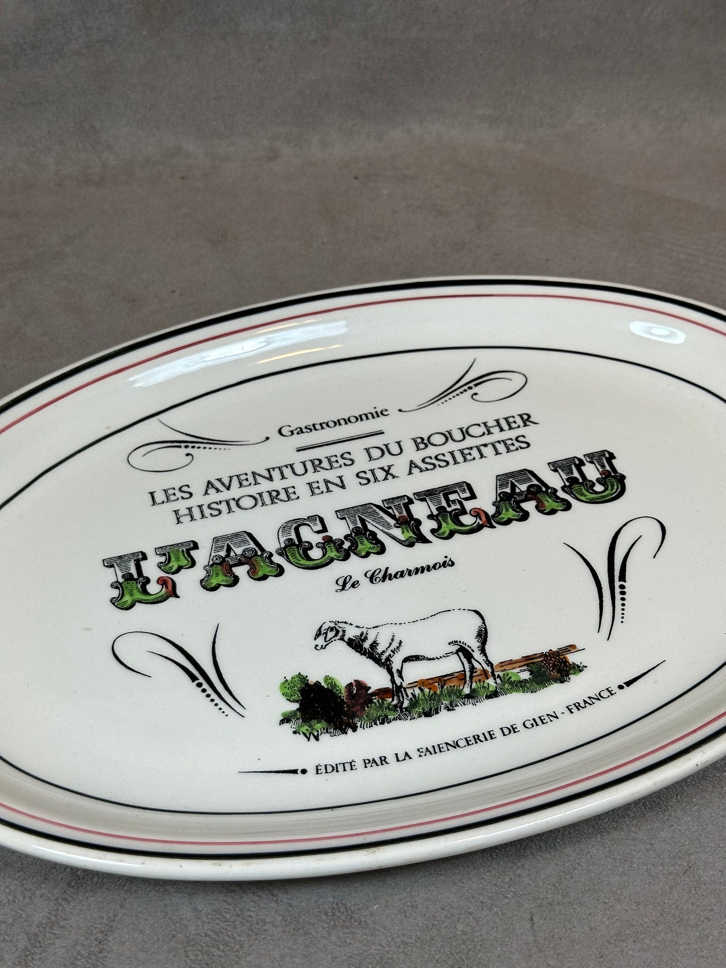 Lamb-themed dish by GIEN earthenware factory Made in France 1970