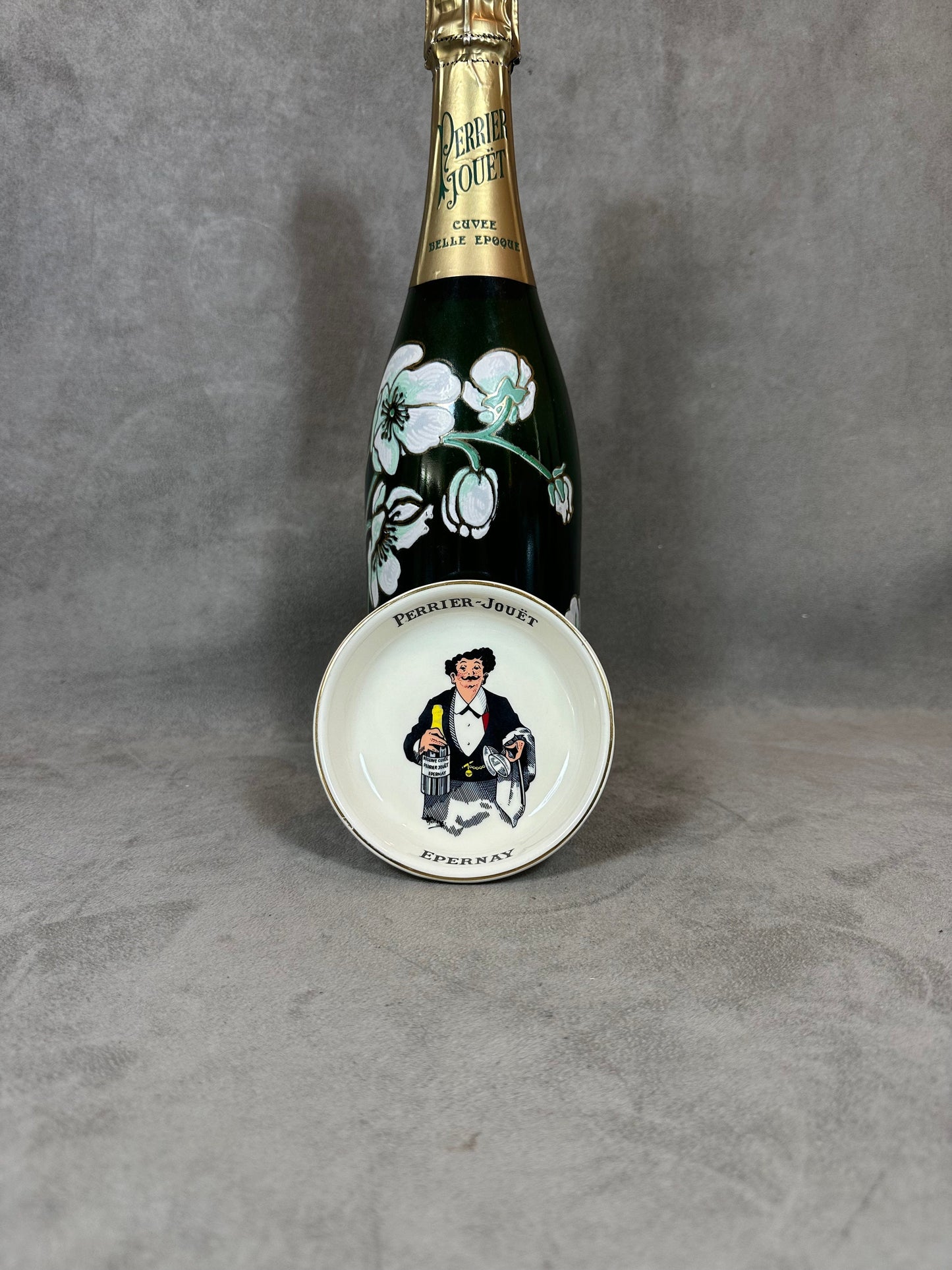 Vintage Perrier-Jouët earthenware ashtray 1960s Made in France