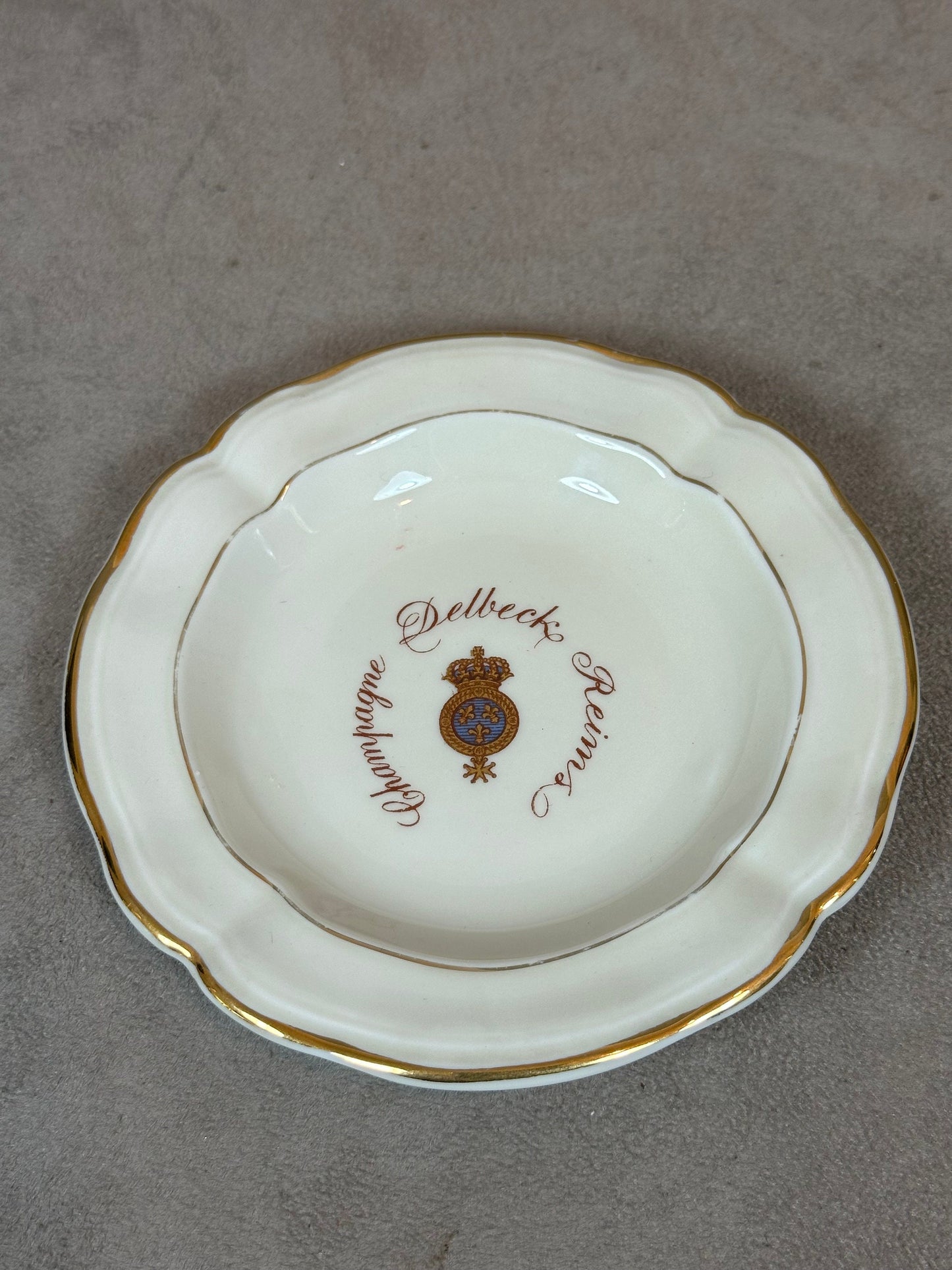 Champagner Delbeck Porzellan Aschenbecher von Bernardaud Limoges Vintage Made in France 1960