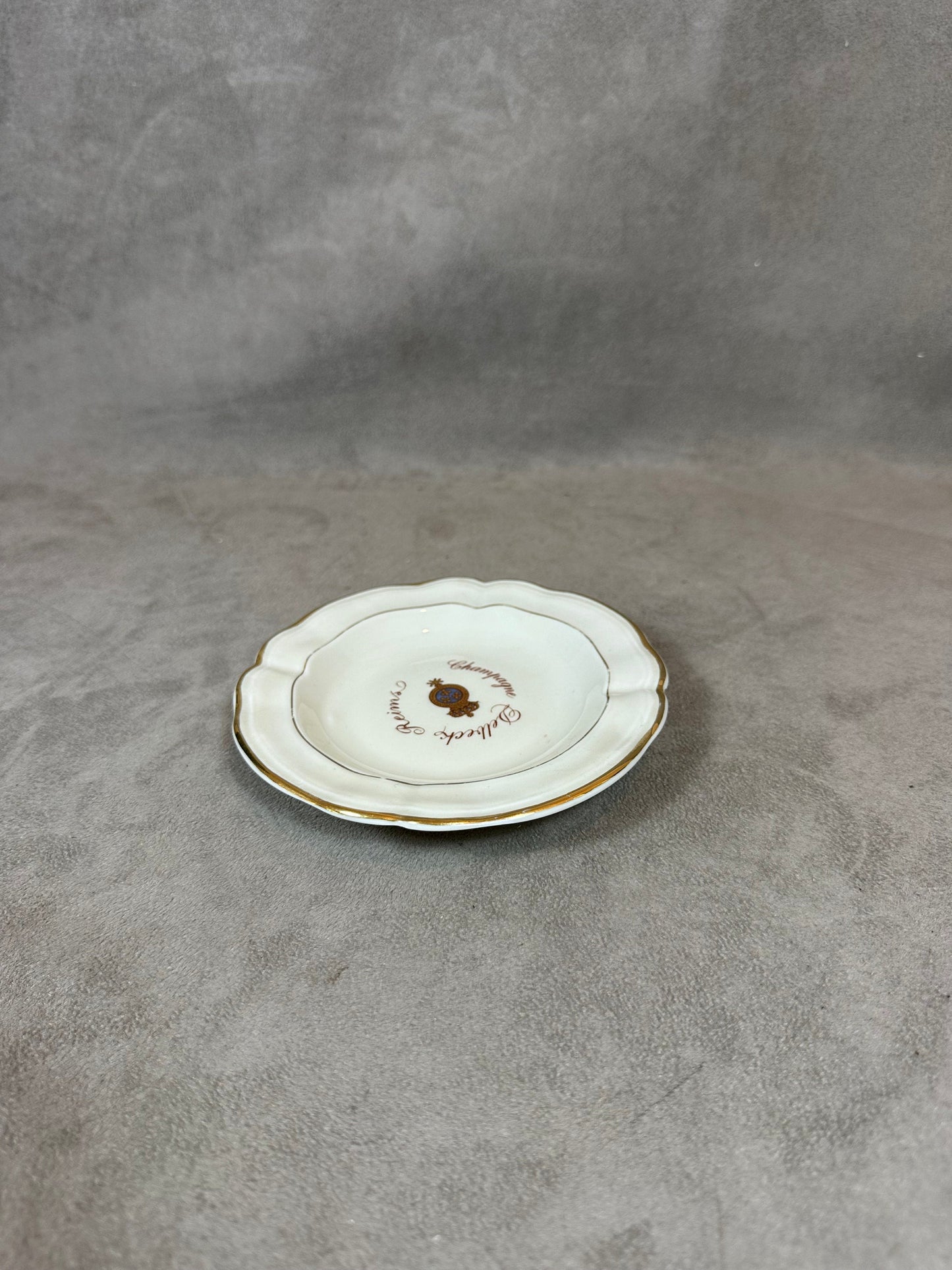 Champagne Delbeck porcelain ashtray by Bernardaud Limoges vintage Made in France 1960