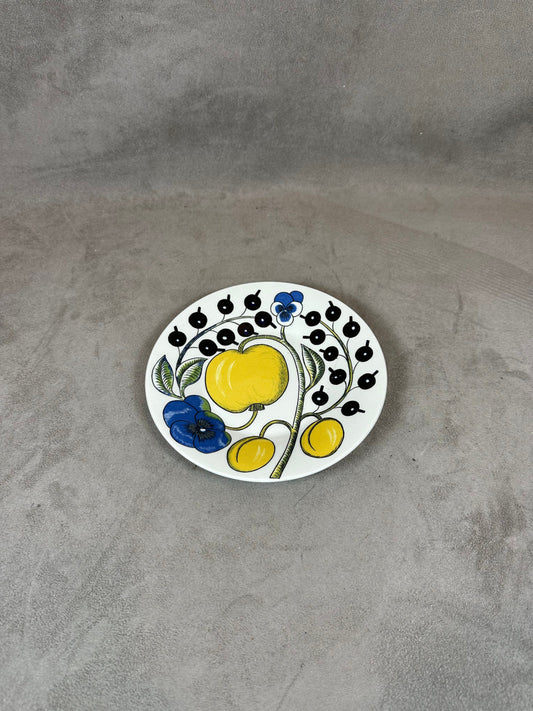 Soucoupe Arabia Finland Paratiisi céramique blanche à décor de fruits vintage