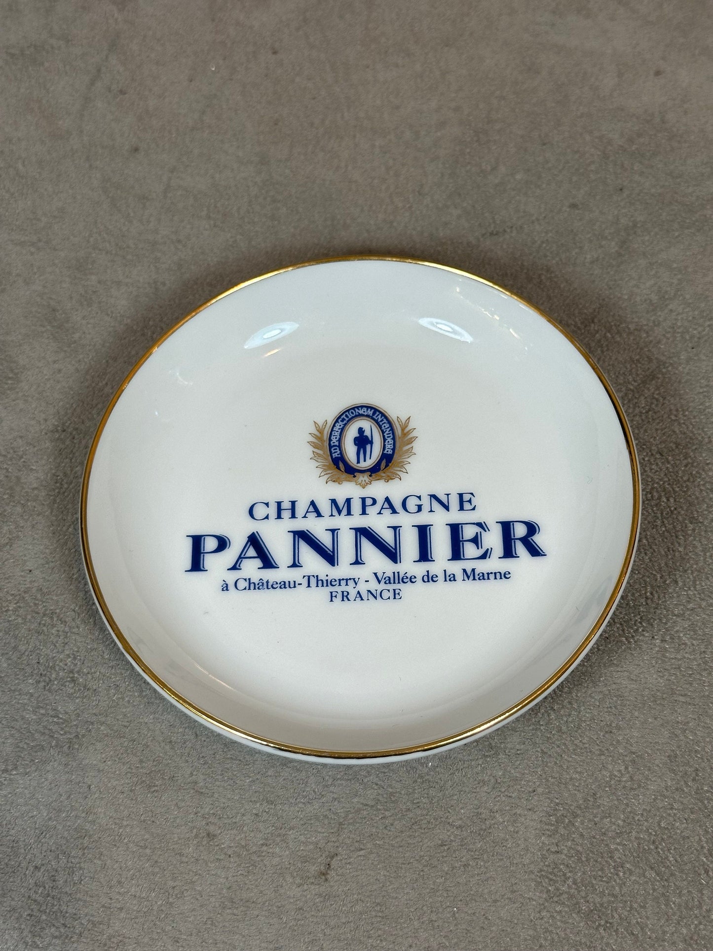 Champagne Pannier Porcelain Advertising Ashtray, Chateau-Thierry, Marne Valley, Made in France, Vintage 1980