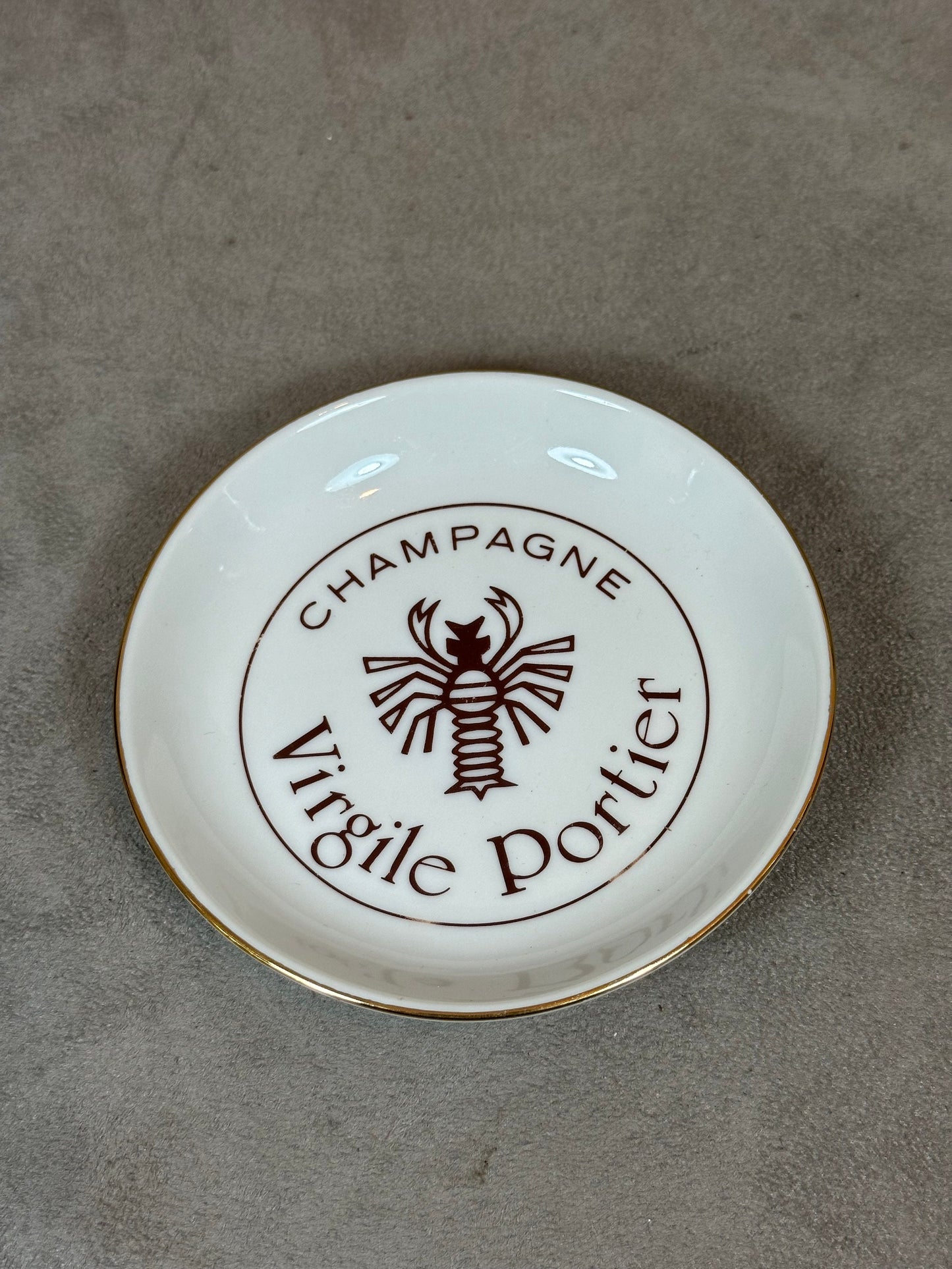 Cendrier Publicitaire en Porcelaine, Champagne Virgile Portier, Made in France, Vintage 1980