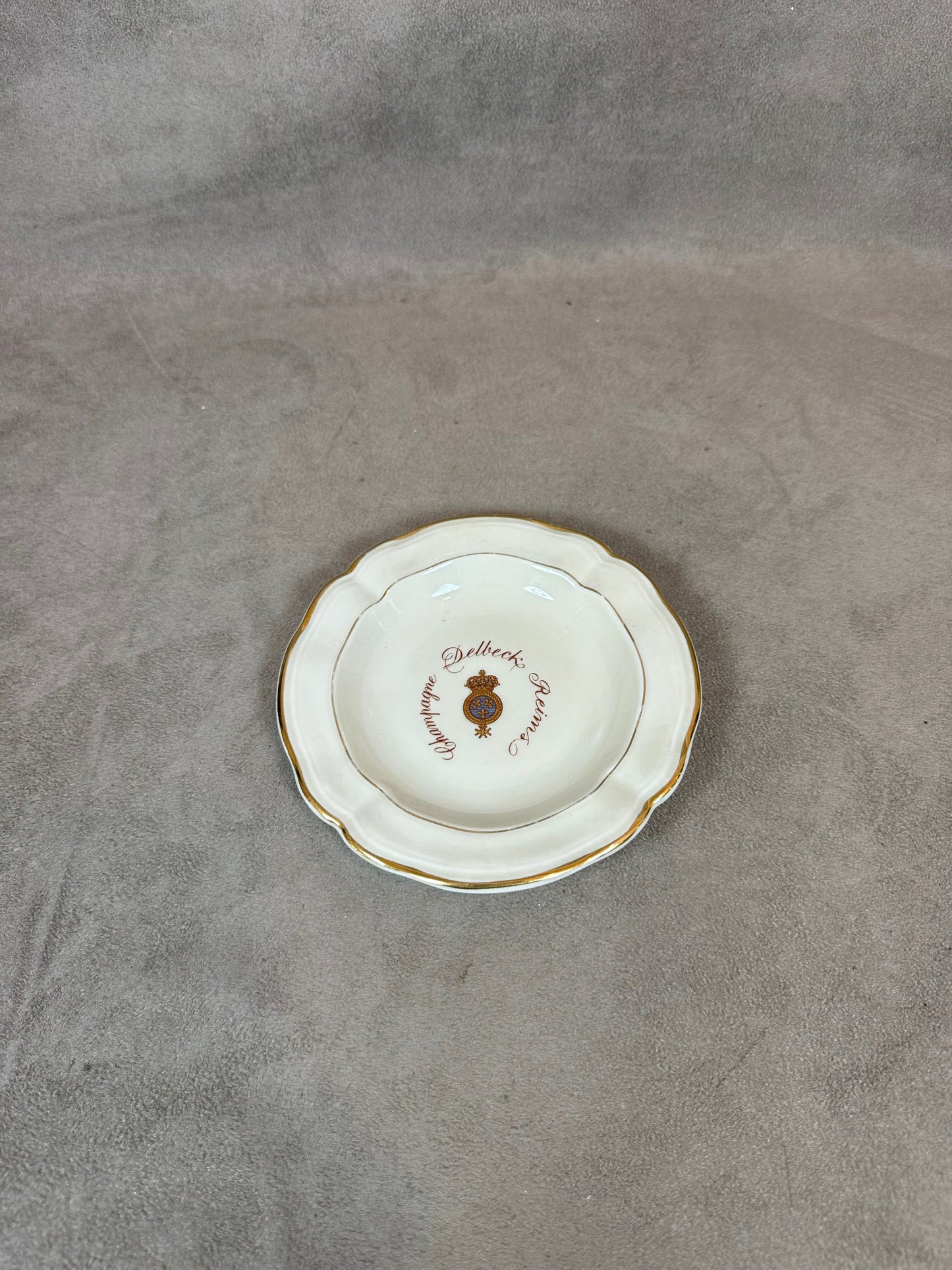 Champagne Delbeck porcelain ashtray by Bernardaud Limoges vintage Made in France 1960