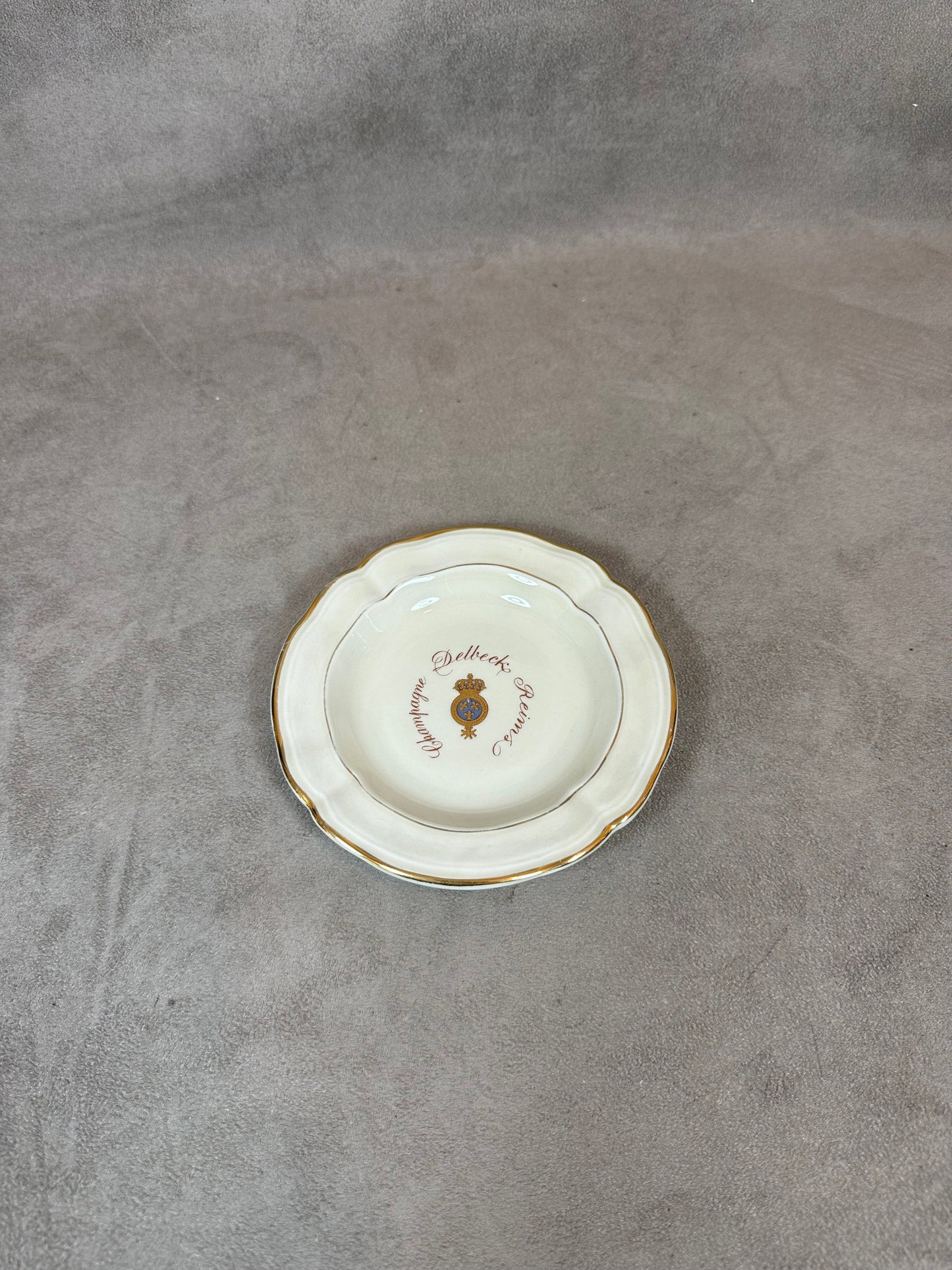 Champagne Delbeck porcelain ashtray by Bernardaud Limoges vintage Made in France 1960