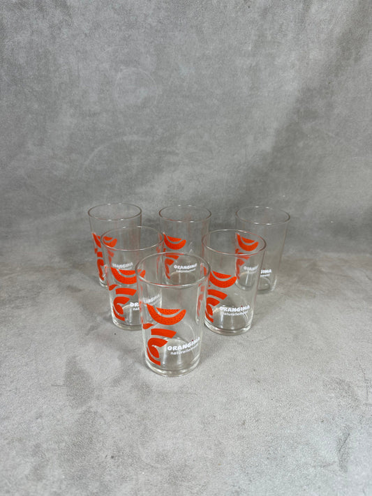 Set mit 6 Orangina-Gläsern aus Vintage-Glas. Hergestellt in Frankreich.