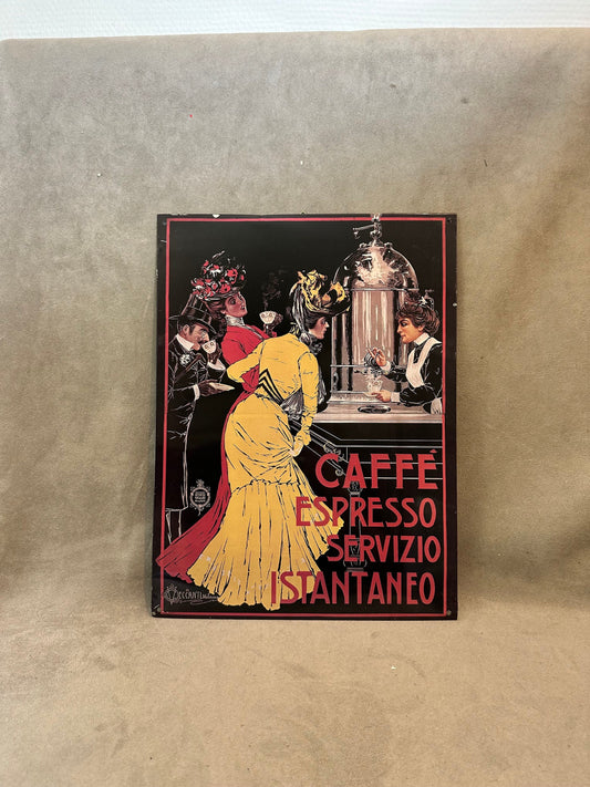 Decorative sheet metal sign Caffe Espresso Servizio Istantaneo vintage advertising item