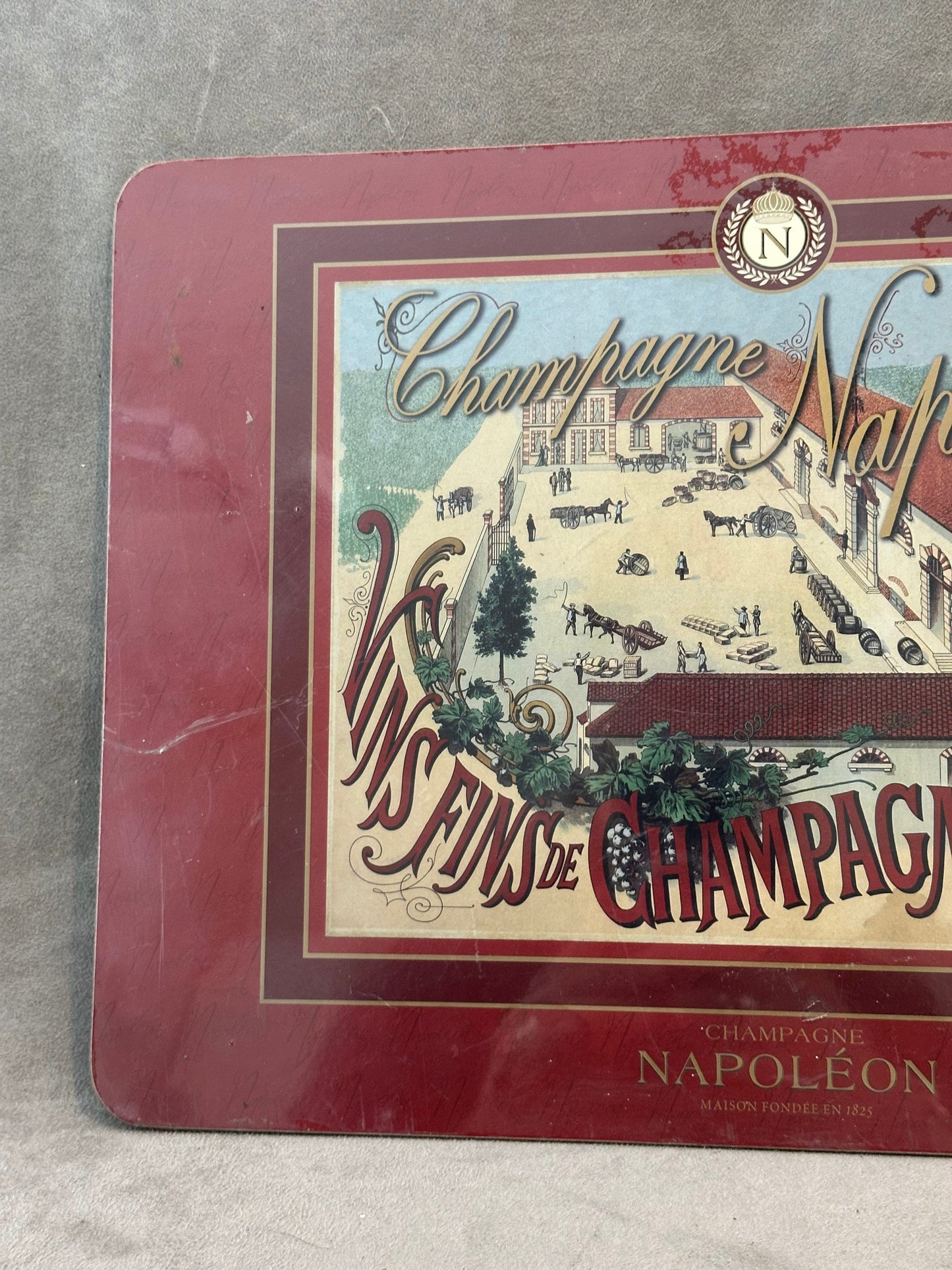 RARE Napoleon champagne placemat Made in France 1970s