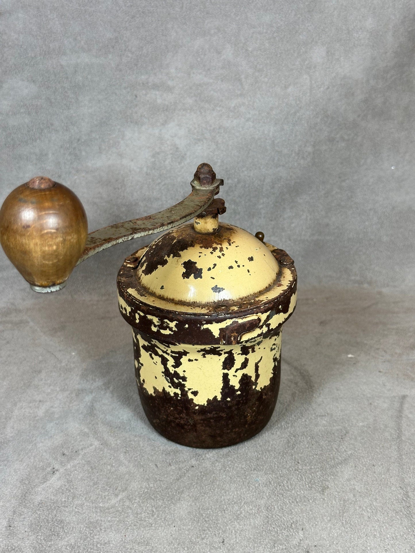 Peugeot Frères vintage beige sheet metal coffee grinder Made in France