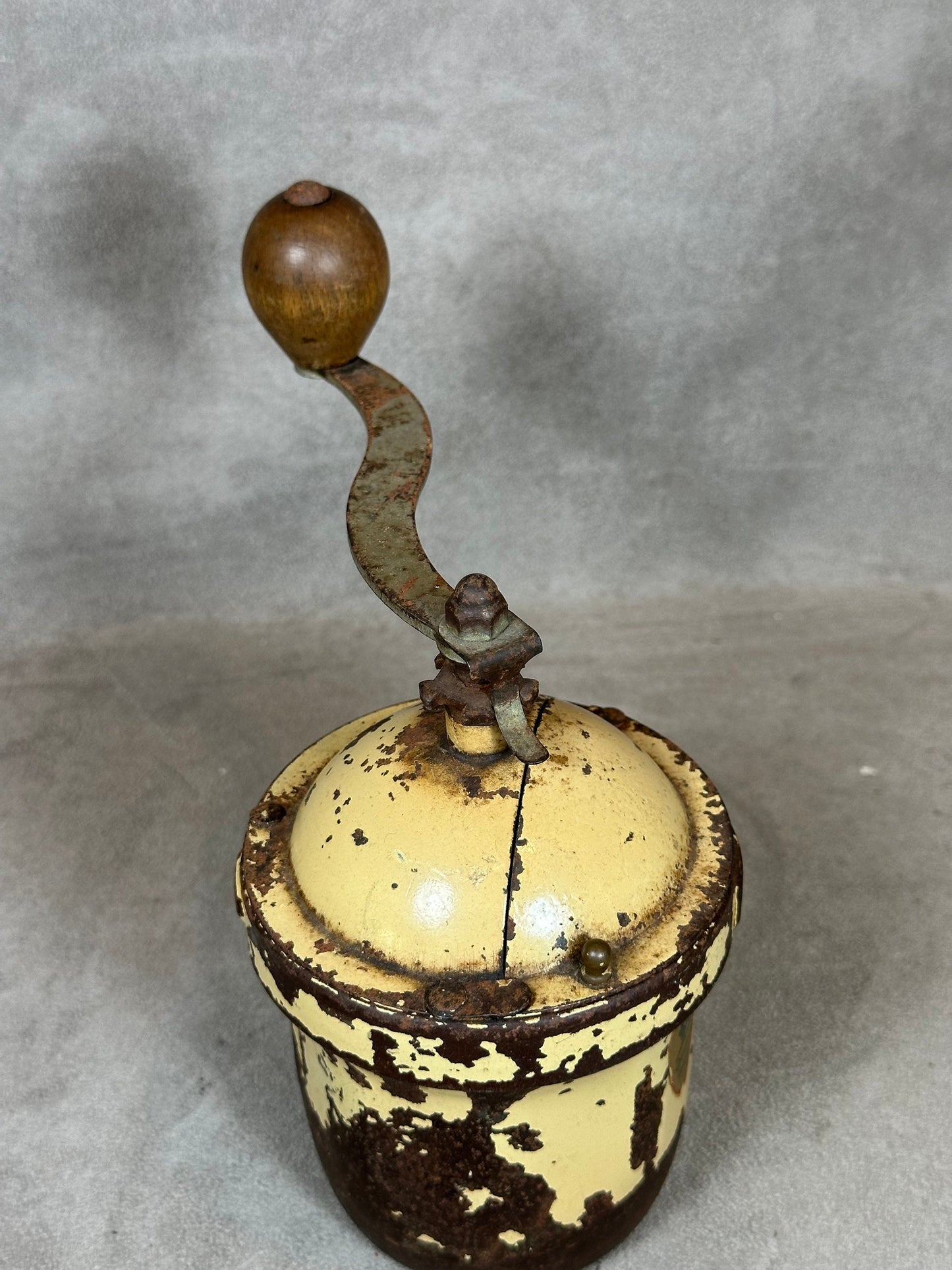 Peugeot Frères vintage beige sheet metal coffee grinder Made in France