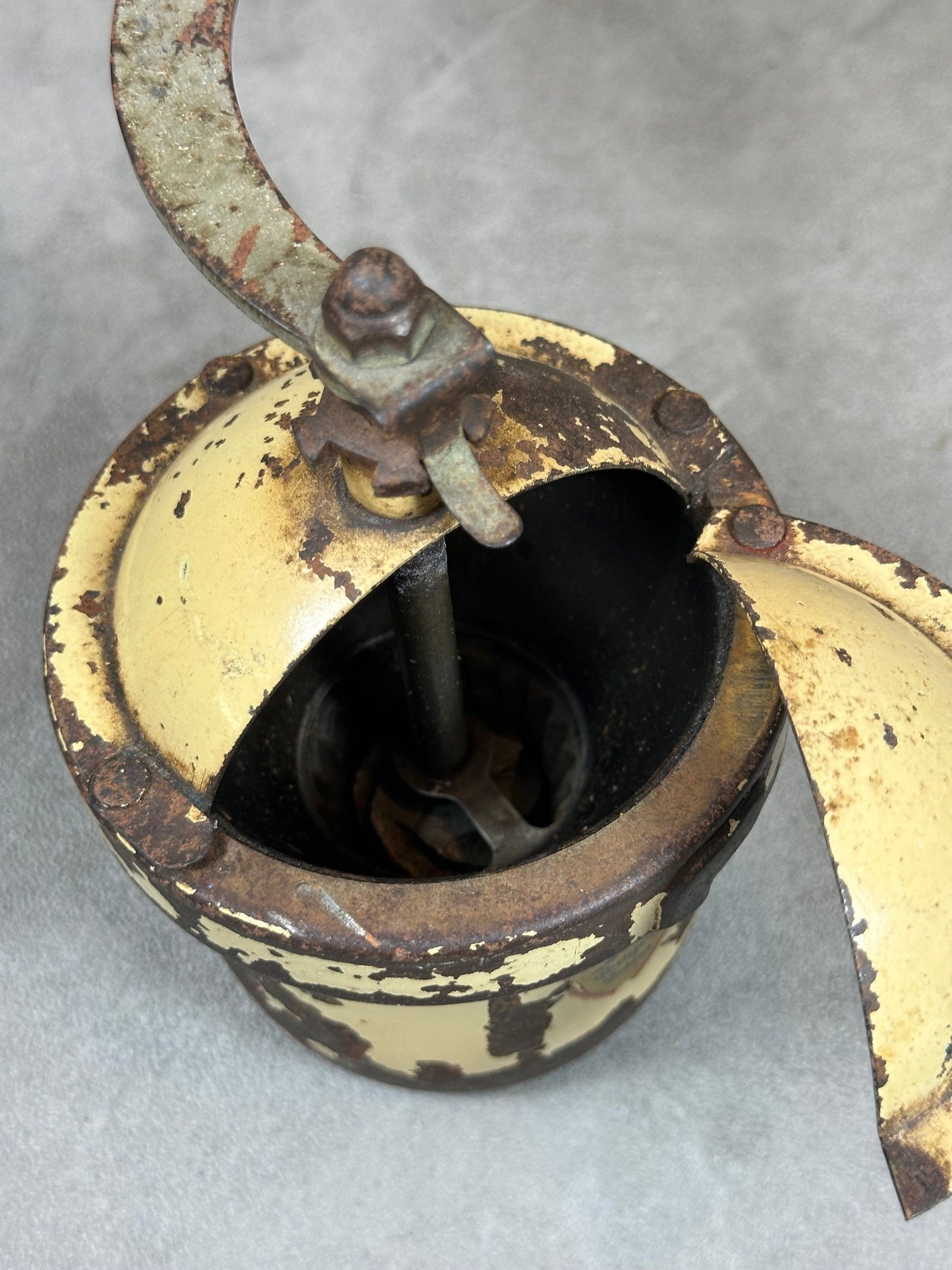 Peugeot Frères vintage beige sheet metal coffee grinder Made in France