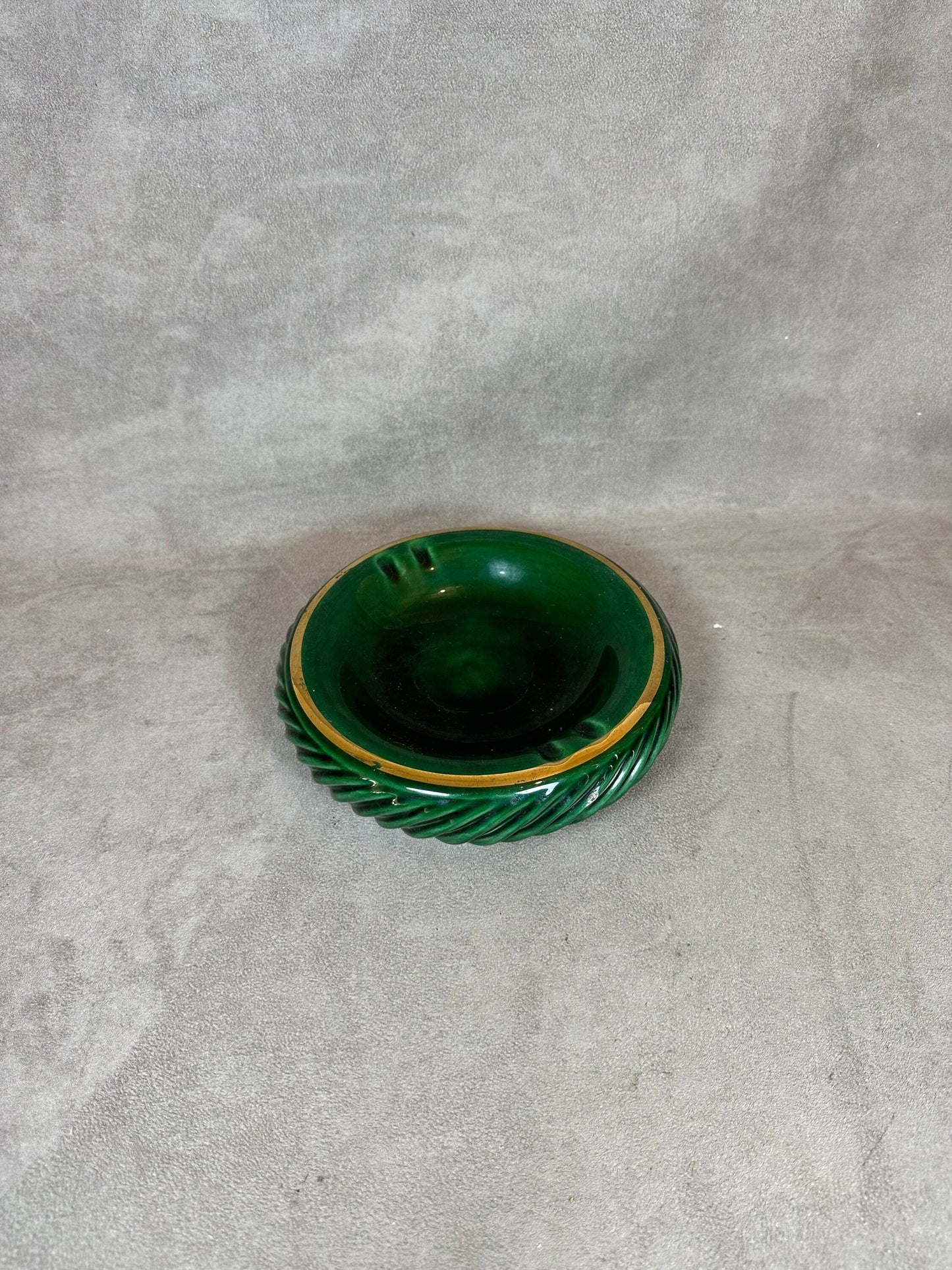 Vintage green and gold slip ashtray Made in Italy