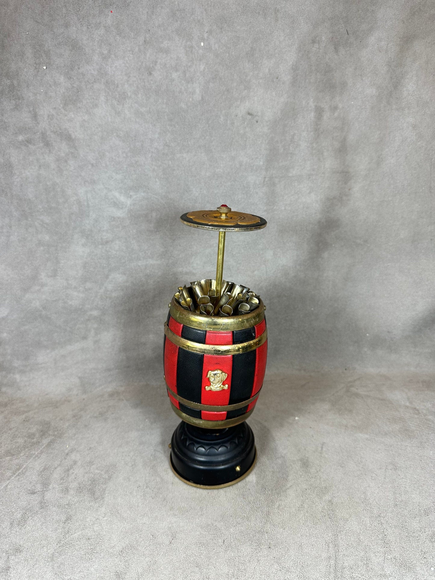 Vintage Ford and Rolls-Royce model cigarette dispenser in brass and leather Circa 1950