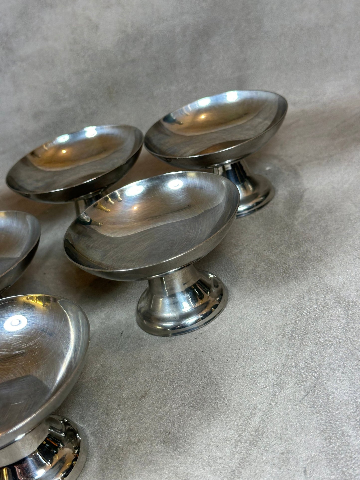 Set of 6 vintage 18/10 stainless steel ice cream cups Made in France