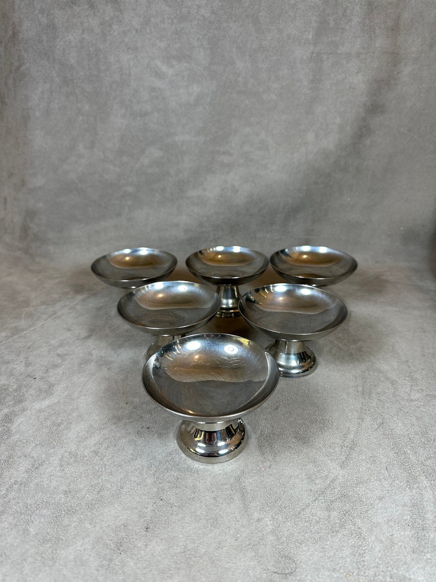 Set of 6 vintage 18/10 stainless steel ice cream cups Made in France