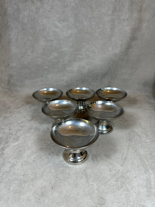 Set of 6 vintage 18/10 stainless steel ice cream cups Made in France