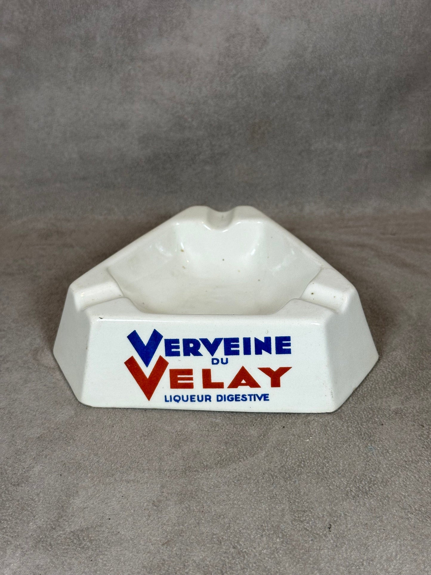 Cendrier Publicitaire en Faïence par Moulin Des Loups, Verveine du Velay Liqueur Digestive, Made in France, Vintage 1970