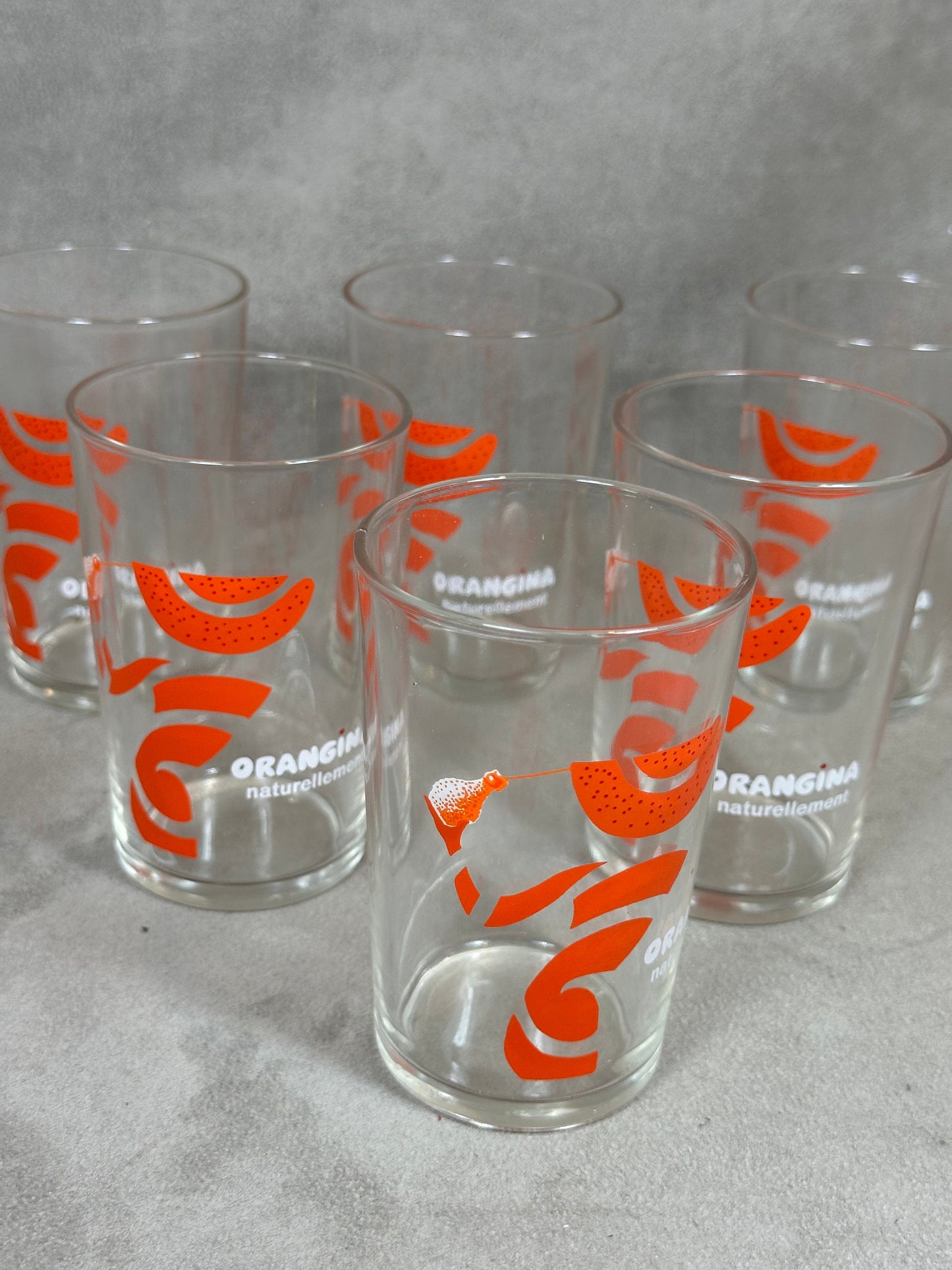 Lot de 6 verres à Orangina en verre vintage Made in France