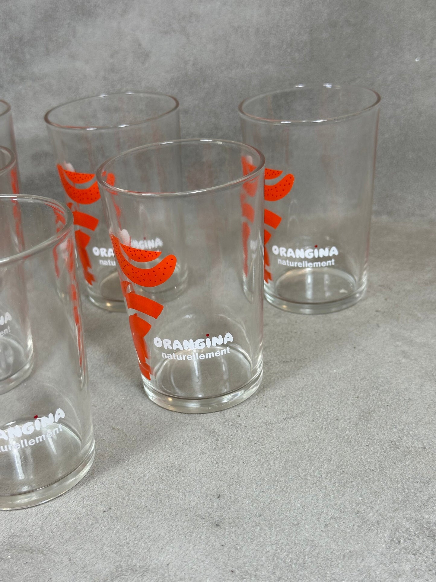 Lot de 6 verres à Orangina en verre vintage Made in France