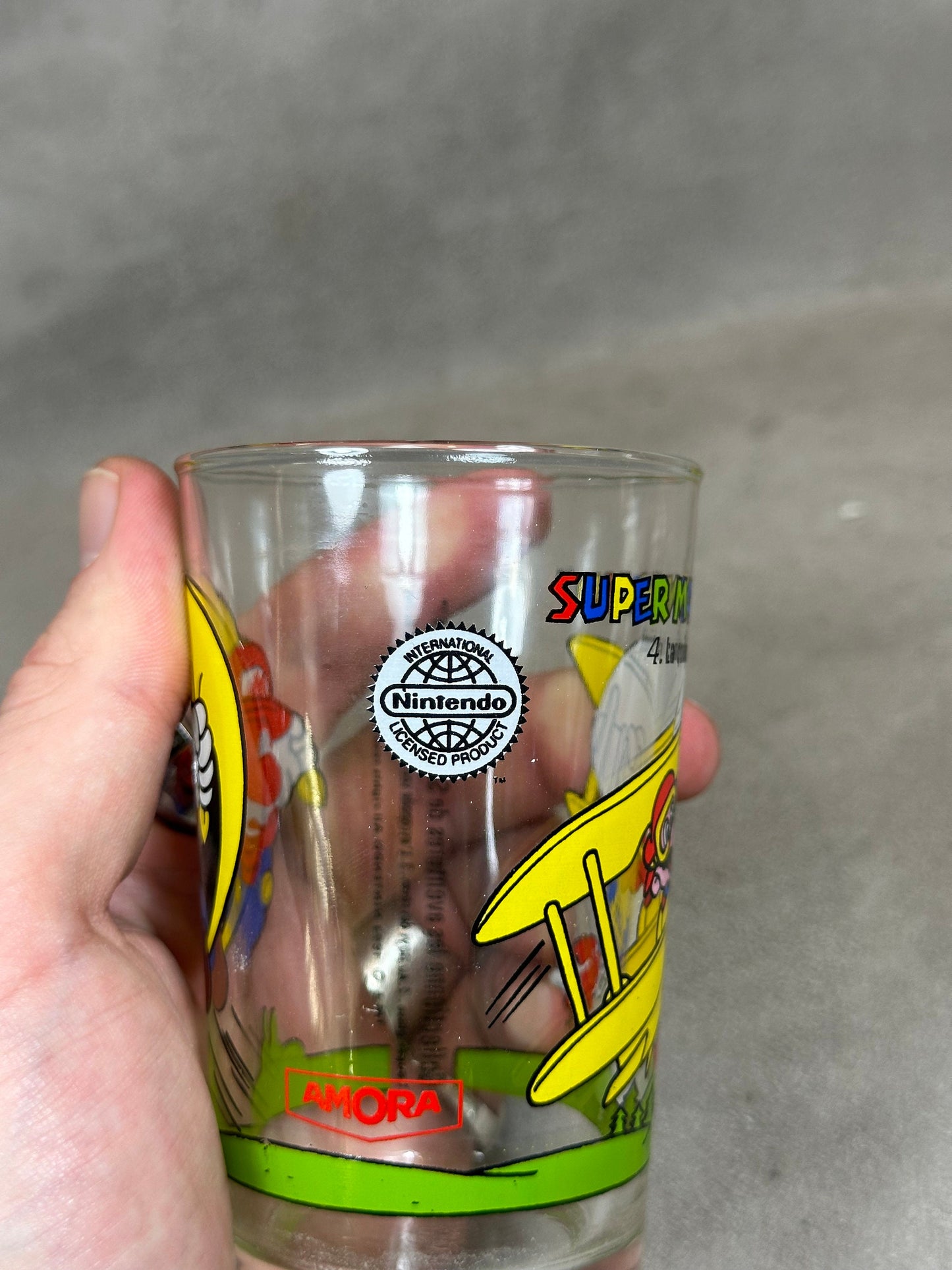 Verre à Moutarde Amora Nintendo Super Mario World, #4 la conquête du ciel, Made in France, Vintage 1993