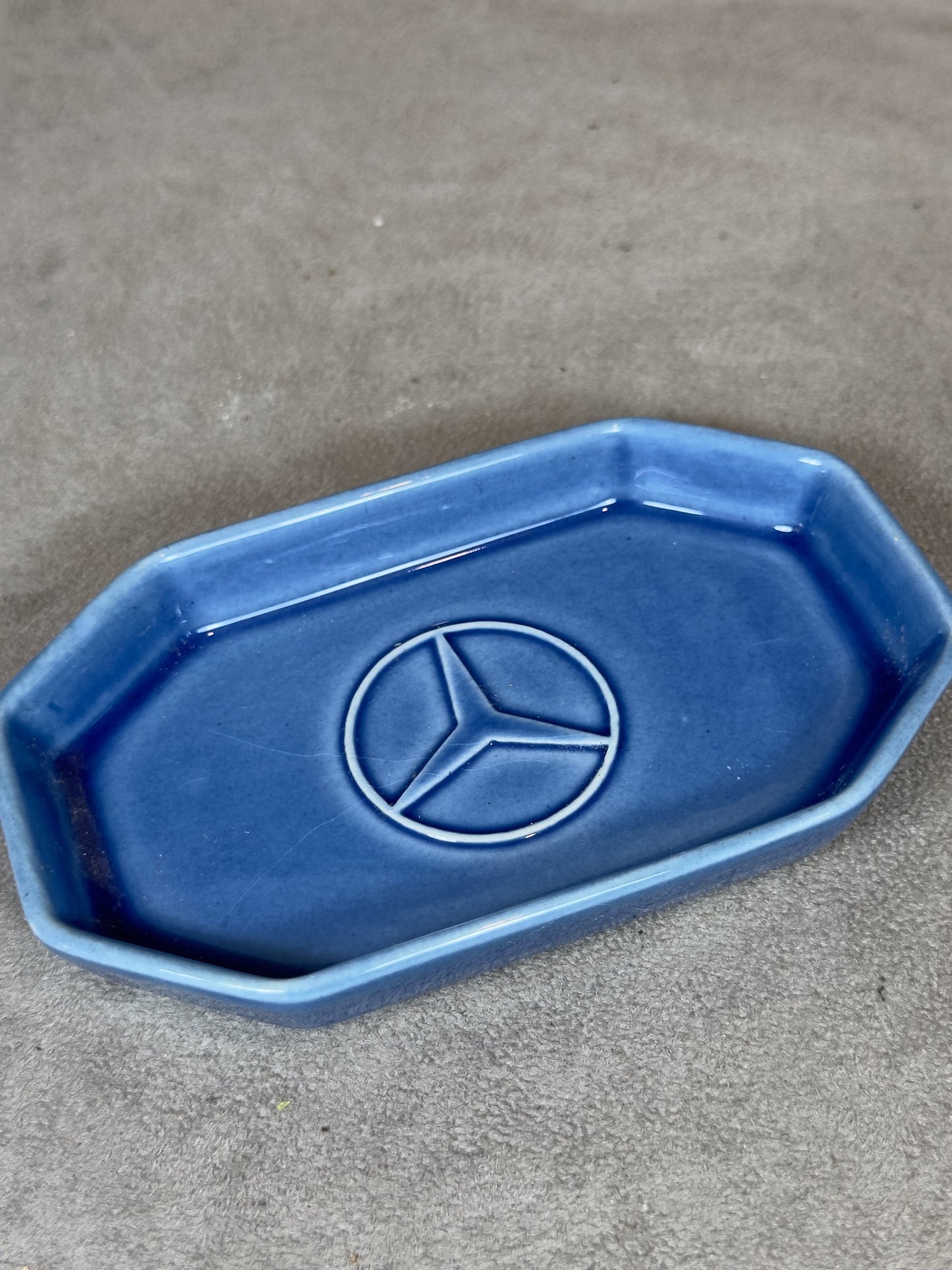 Mercedes Steingut Werbeaschenbecher, Made in France, Vintage 1980