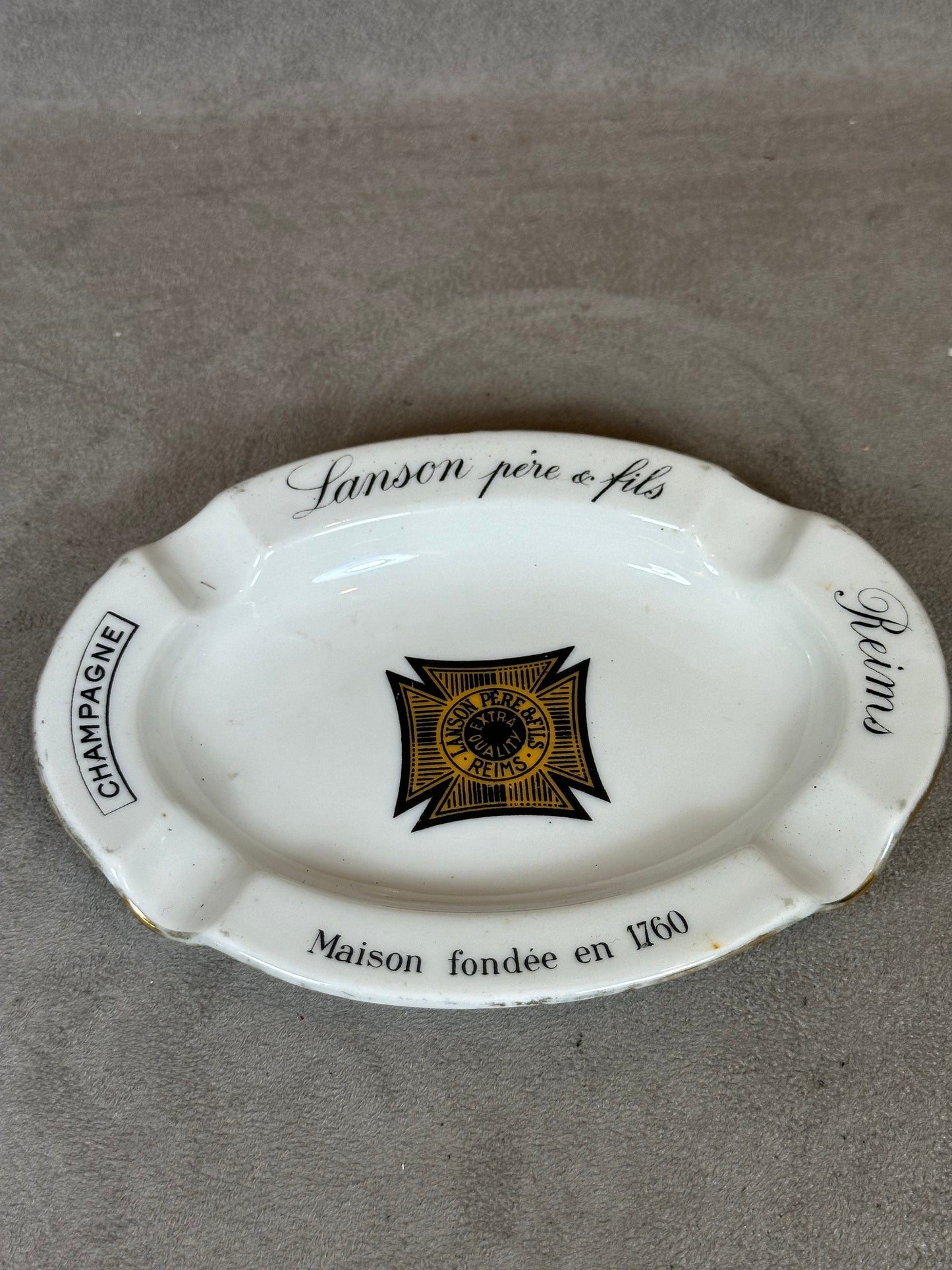 Lanson porcelain ashtray Made in France 1960s