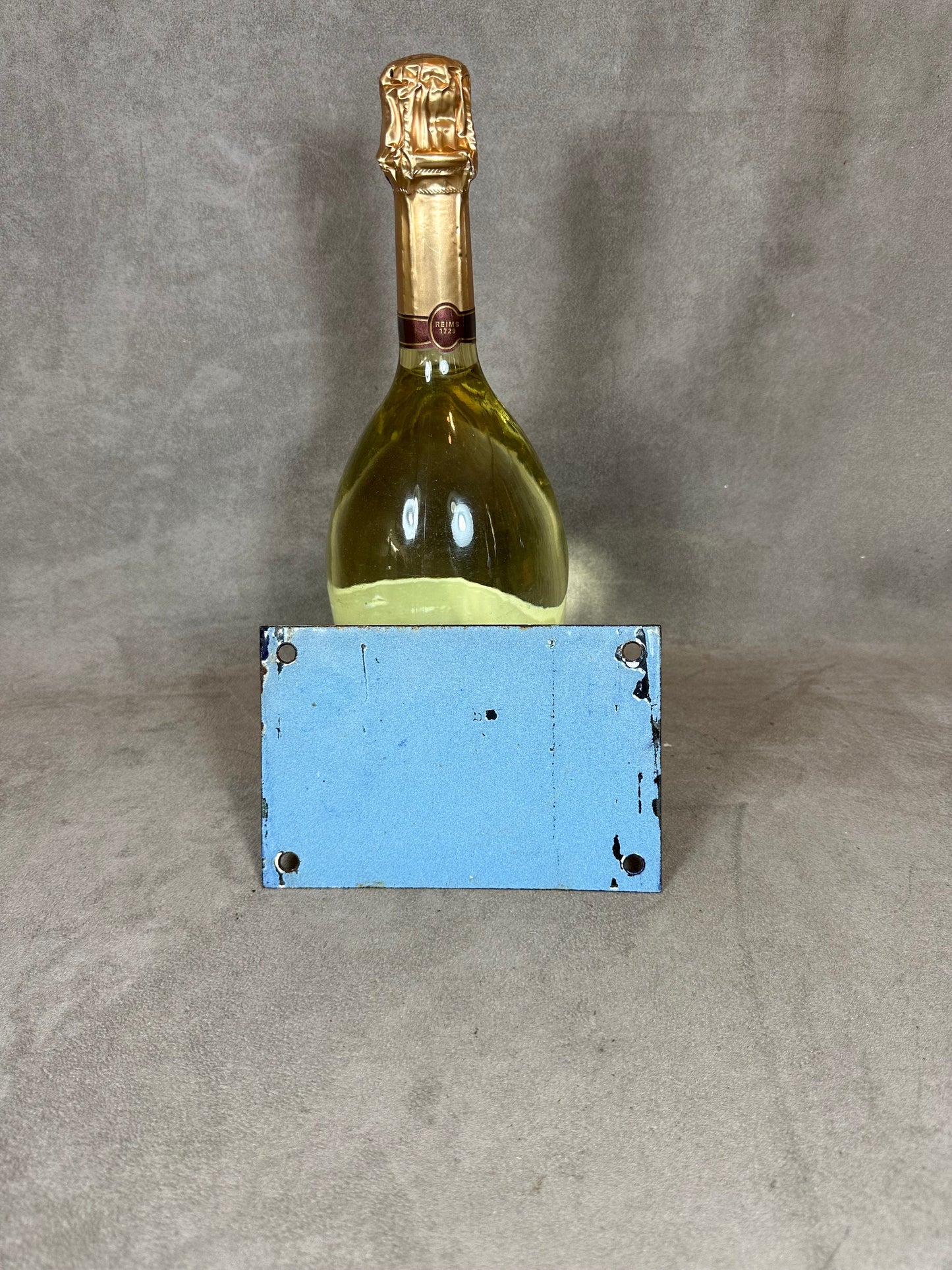 RARE Vintage French Town Street Sign Number 9 in Blue Enameled Sheet Metal. Made in France 1950