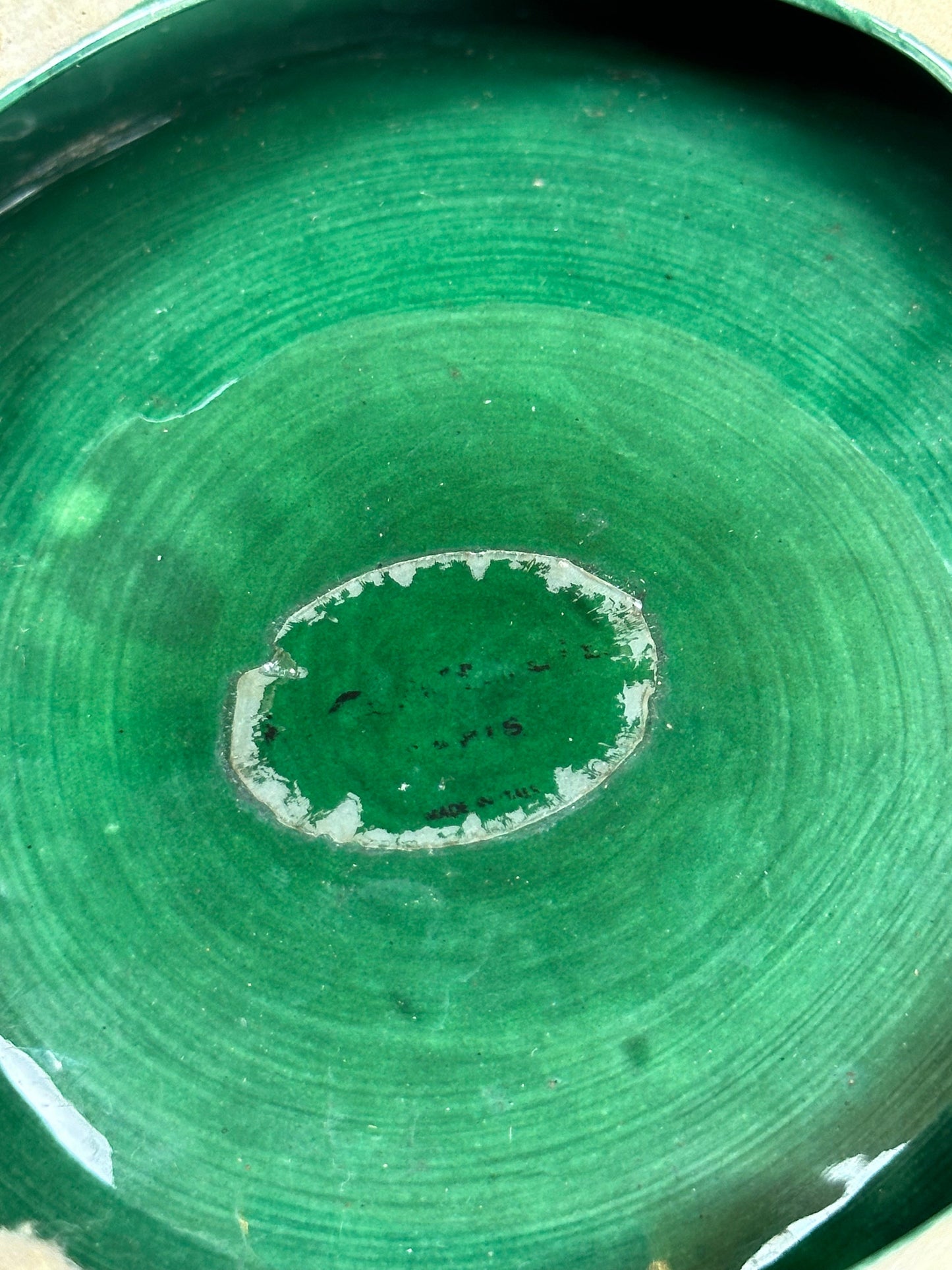 Vintage green and gold slip ashtray Made in Italy