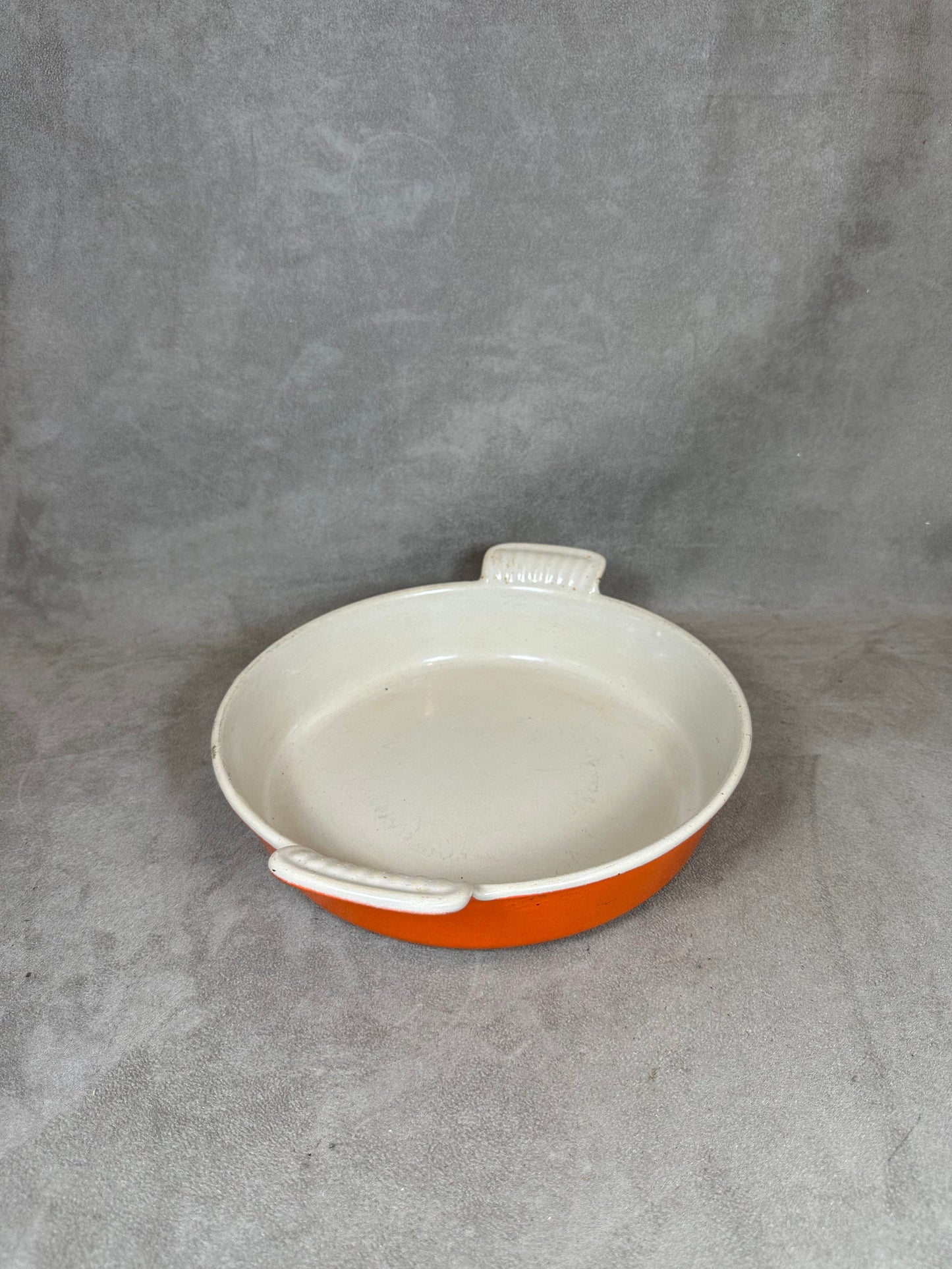 Vintage Le Creuset Orange Gusseisen Schale Made in France 1980er Jahre