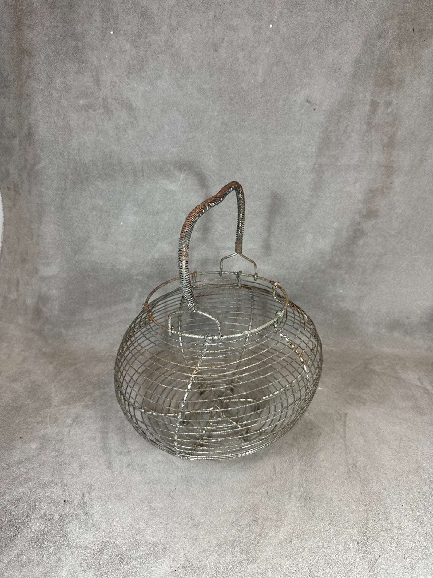 Vintage metal egg, salad or fruit basket Made in France 1900s