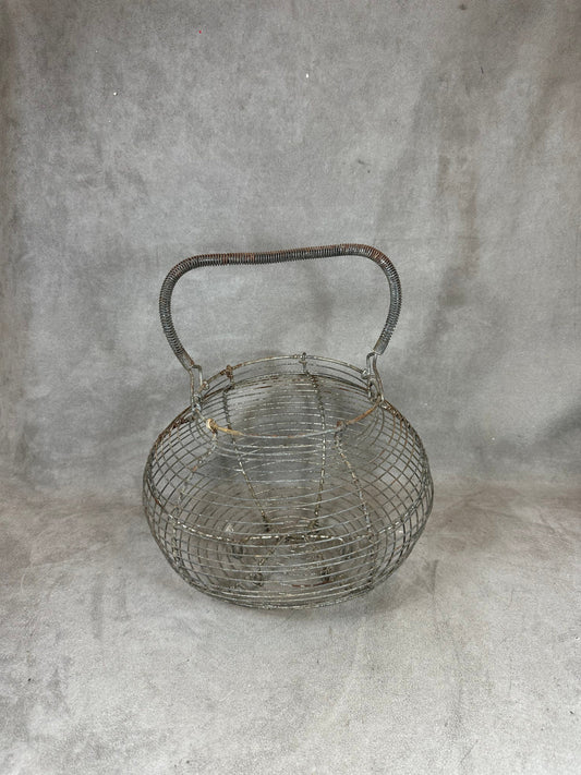 Vintage metal egg, salad or fruit basket Made in France 1900s