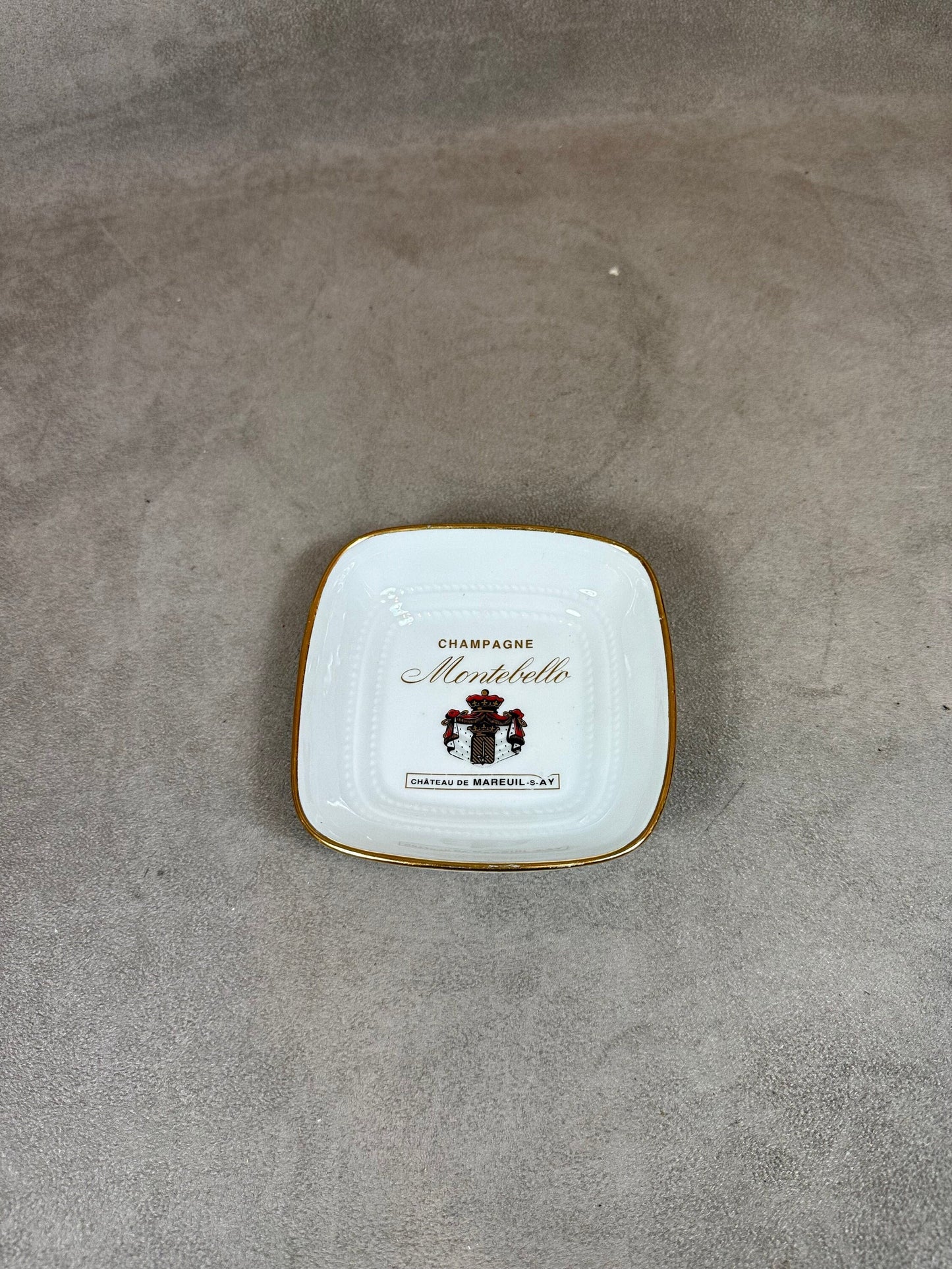 RARE Montebello champagne ashtray in porcelain by Limoges vintage Made in France 1960