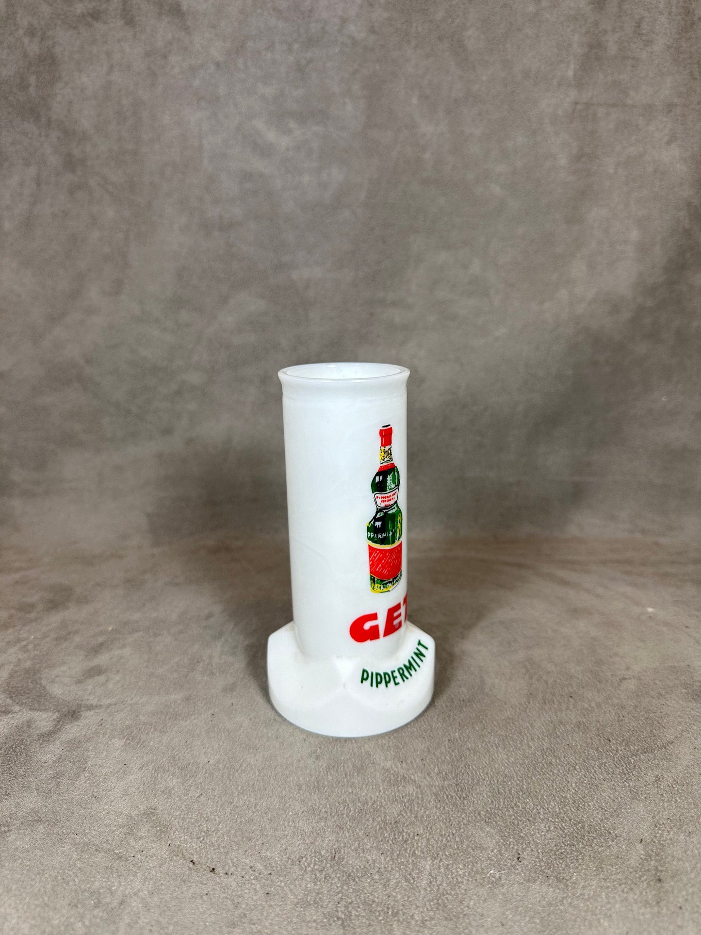 Advertising Glass Straw Holder, Get Pippermint, Made in France, Vintage 1970