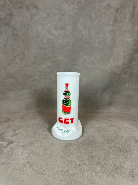 Advertising Glass Straw Holder, Get Pippermint, Made in France, Vintage 1970