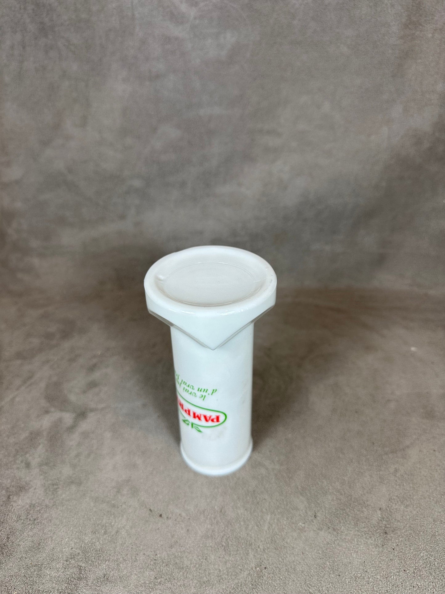 Pampryl Vintage advertising opaline glass straw holder Made in France 1960