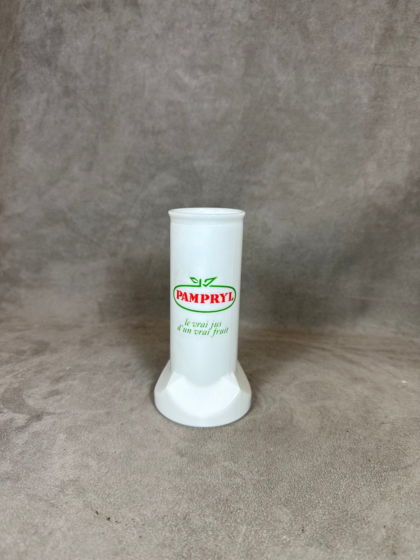 Pampryl Vintage advertising opaline glass straw holder Made in France 1960