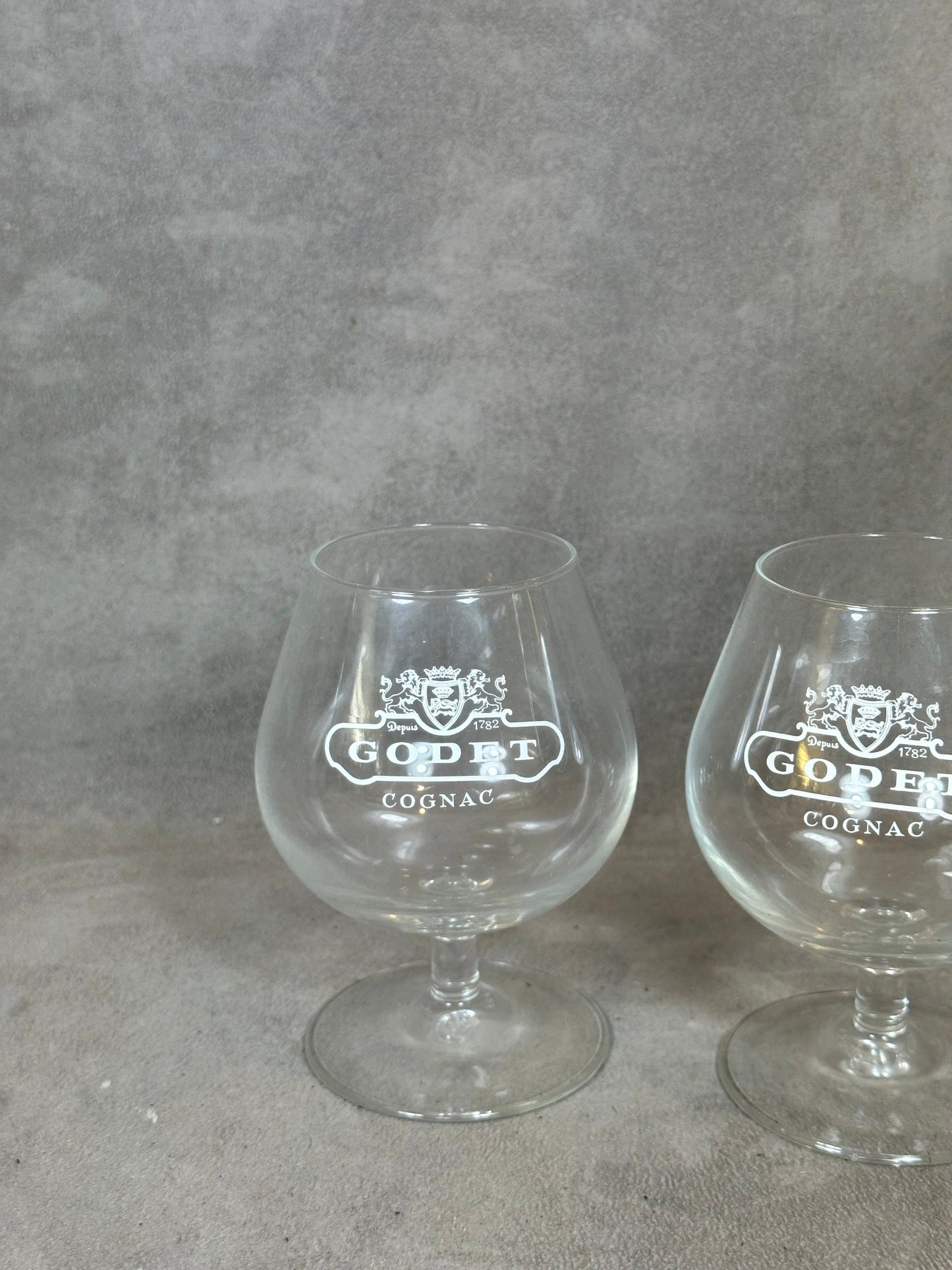 Set of 2 cognac glasses in vintage Godet cognac glass made in France 1980