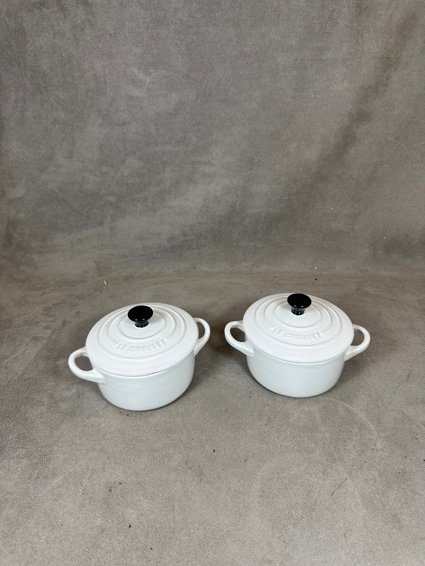 Set of 2 Le Creuset mini white terracotta casseroles Made in France