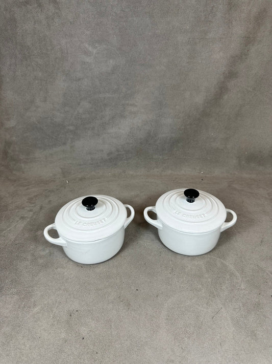 Lot de 2 mini-cocotte  blanche Le Creuset  en terre cuite Made in France