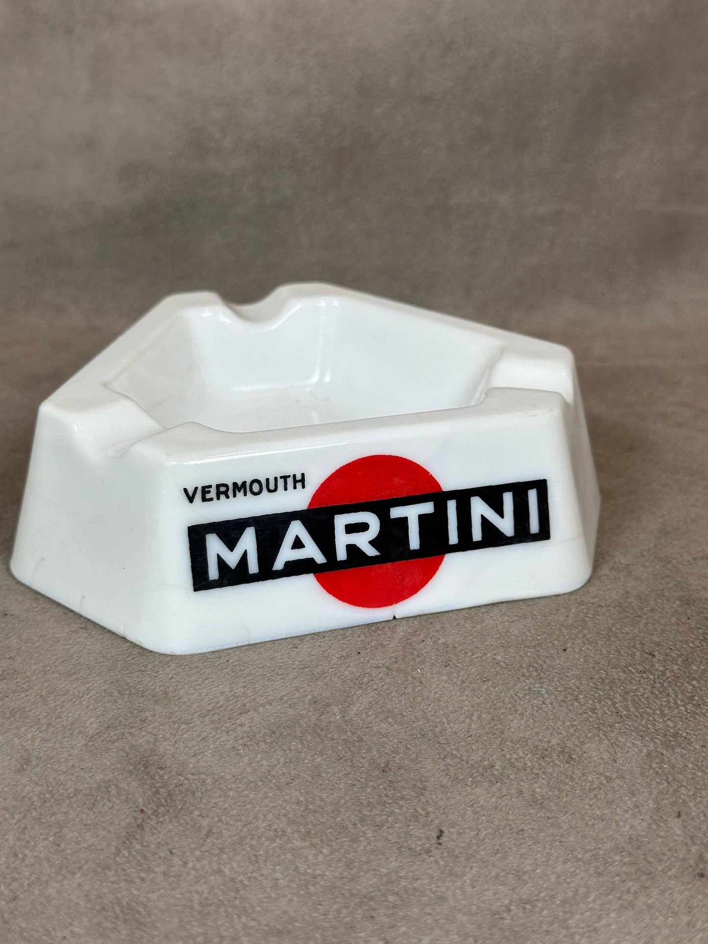 Glass Advertising Ashtray, Martini Vermouth, By Vetreria Lusvardi, Made in Italy, Vintage 1980