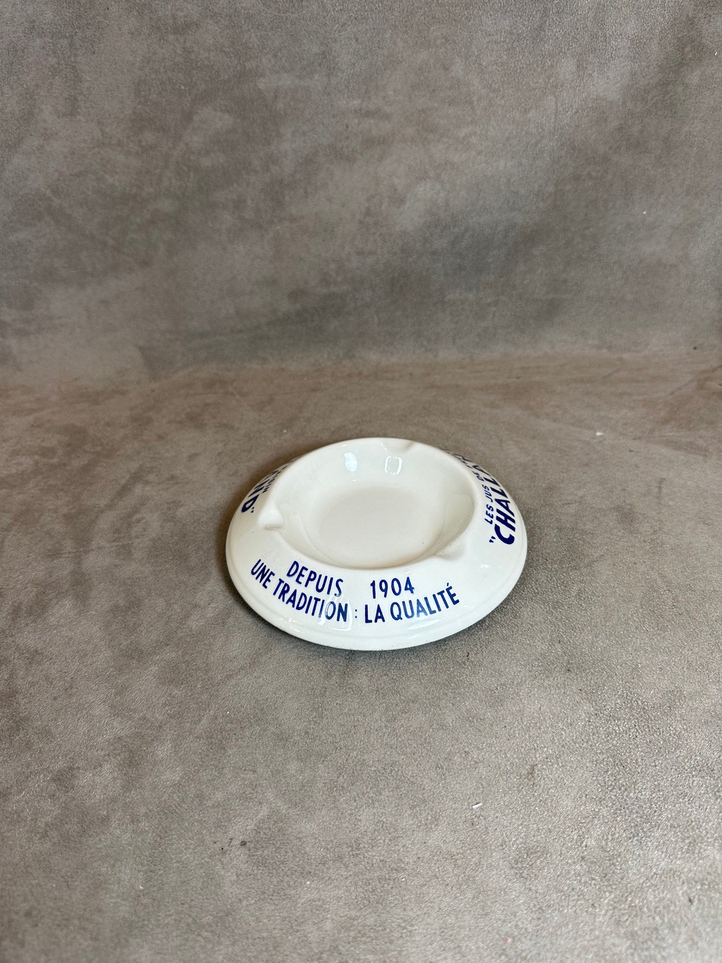 Earthenware Advertising Ashtray, Challand Fruit Juices, by Moulin des Loups, Made in France, Vintage 1980