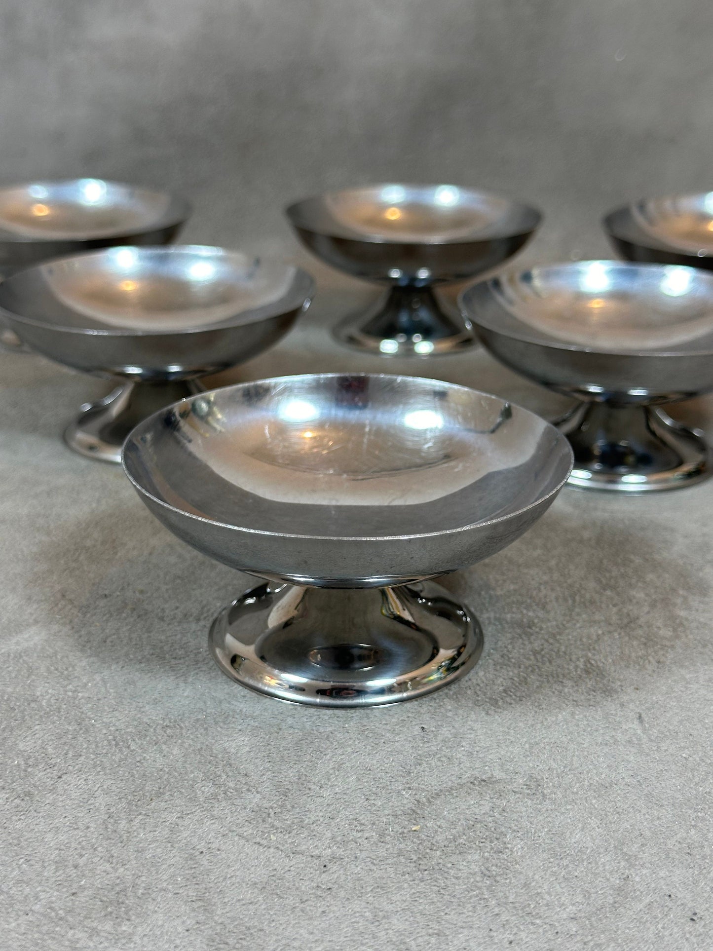 Set of 6 vintage 18/10 stainless steel ice cream cups Made in France