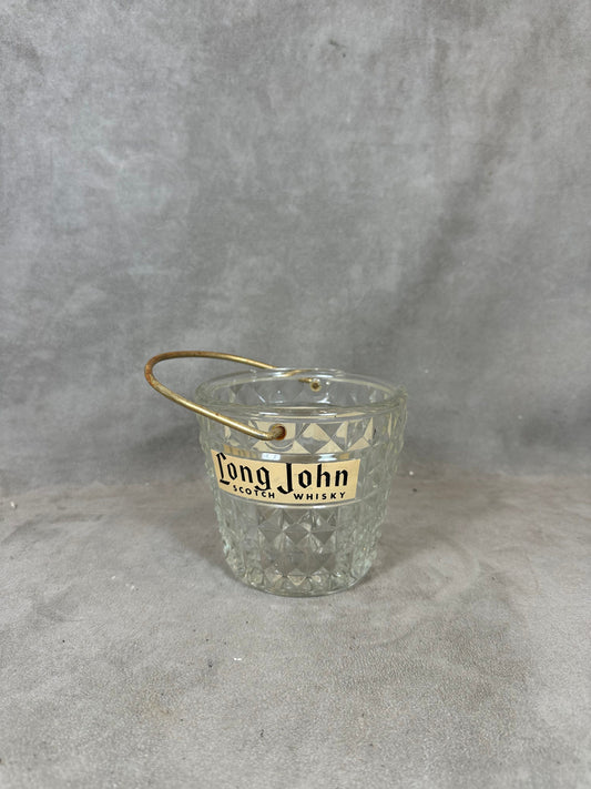 Seau à glace Long John Scotch Whisky, en Verre par BVB, Made in France, Vintage 1980